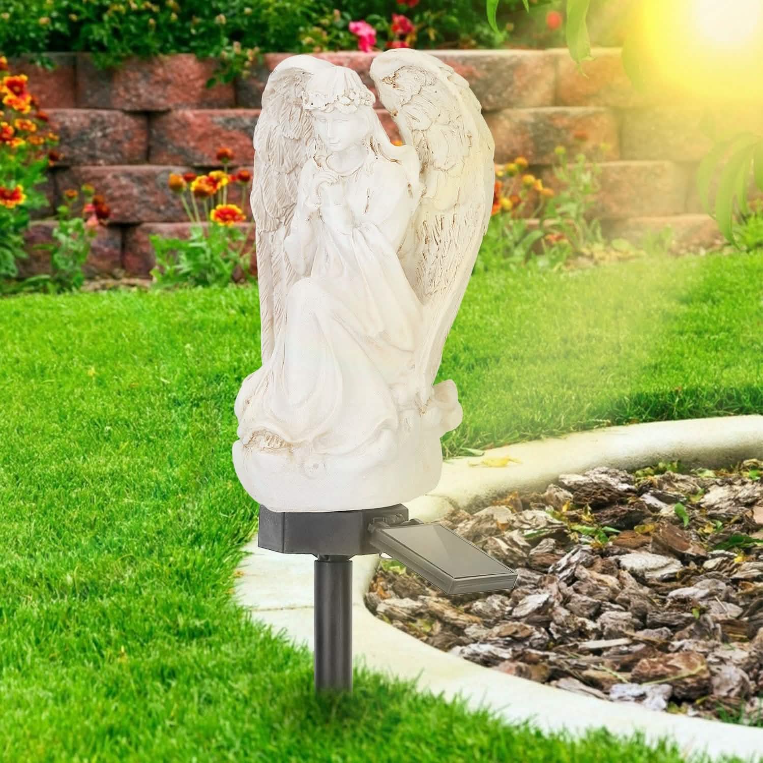 Solar Praying Angle Statue Garden Light Outdoor Lighting - Tophatter Daily Deals