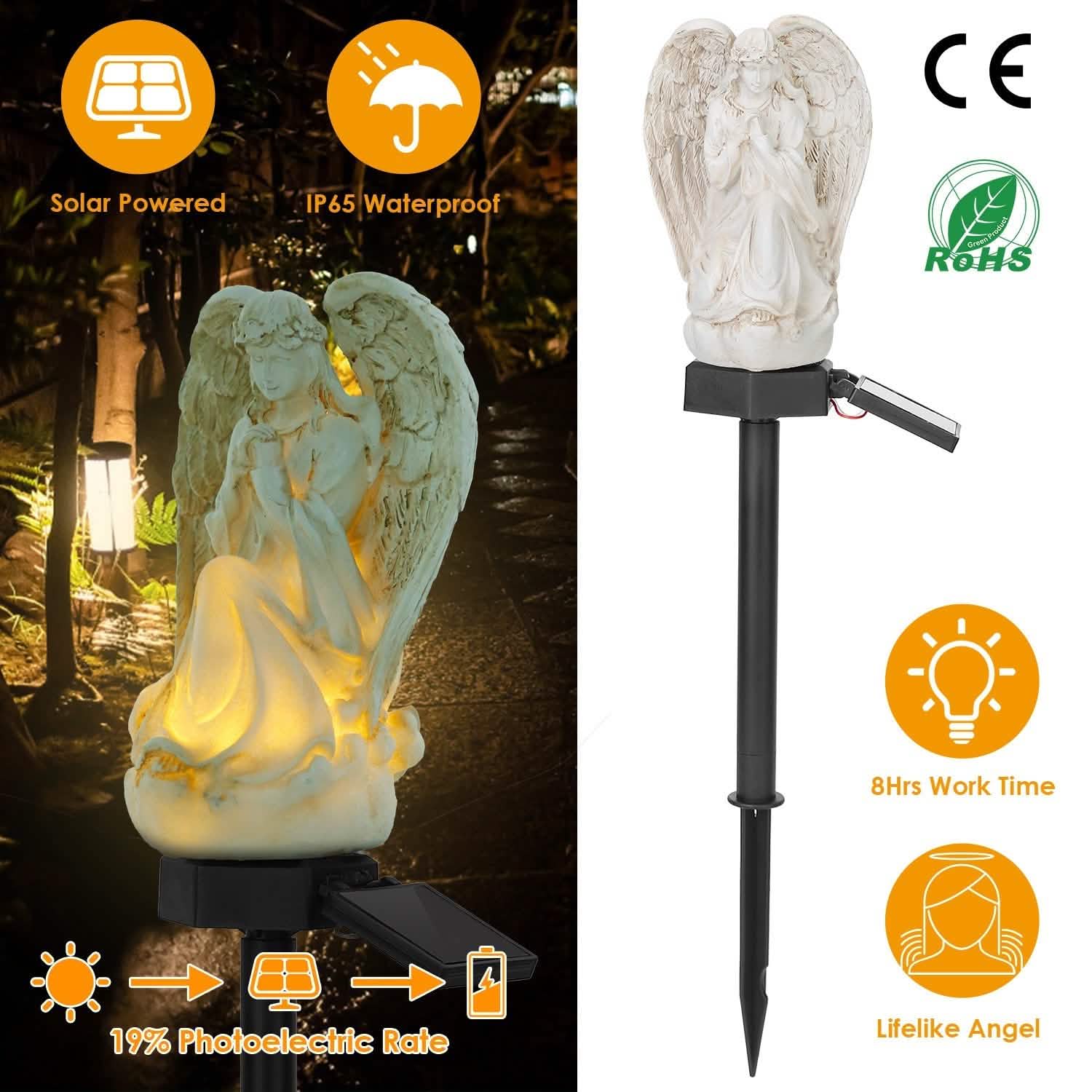 Solar Praying Angle Statue Garden Light Outdoor Lighting - Tophatter Daily Deals