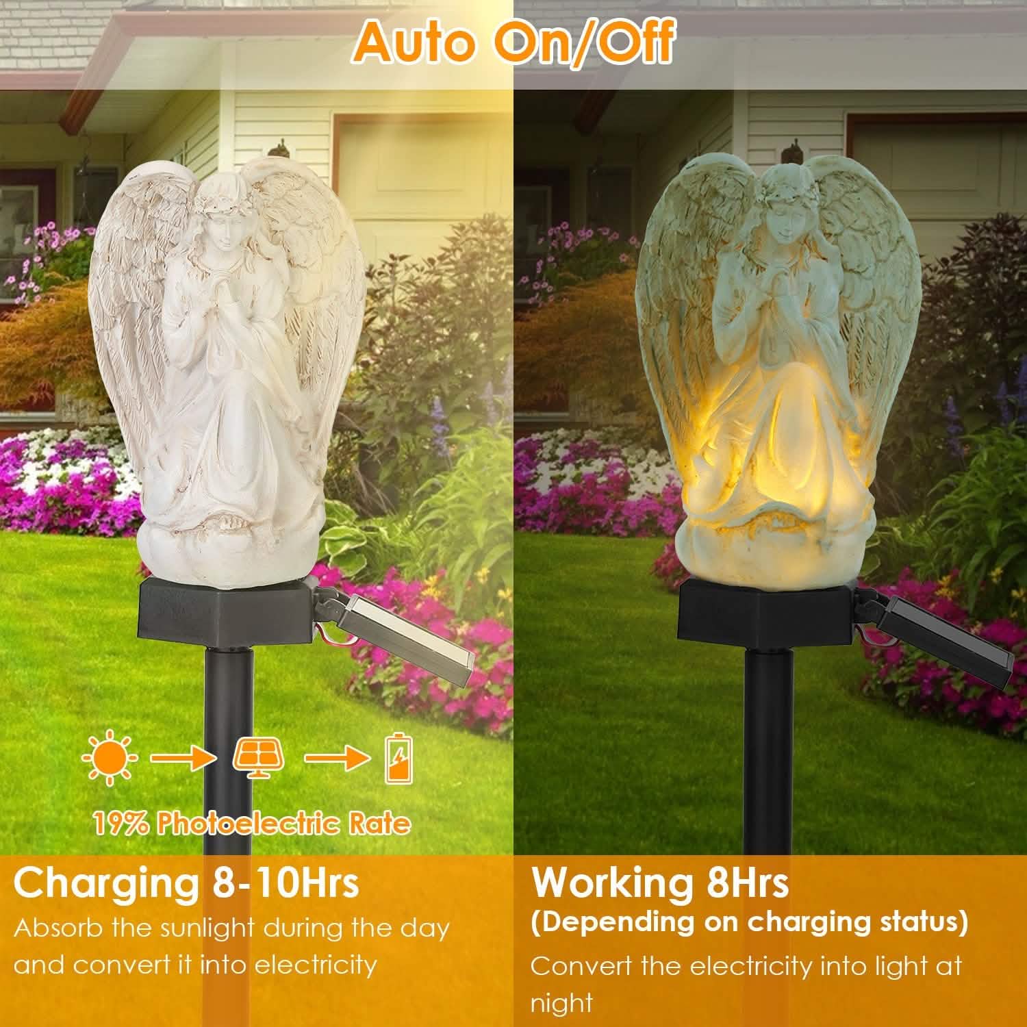 Solar Praying Angle Statue Garden Light Outdoor Lighting - Tophatter Daily Deals