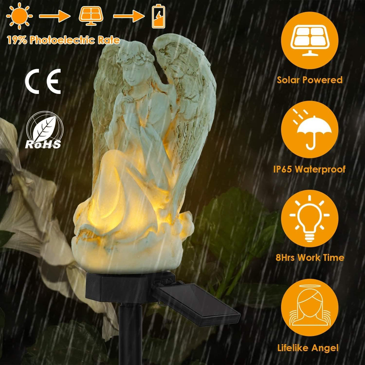 Solar Praying Angle Statue Garden Light Outdoor Lighting - Tophatter Daily Deals