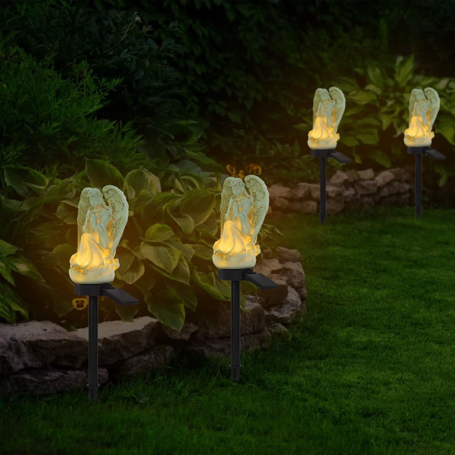 Solar Praying Angle Statue Garden Light Outdoor Lighting - Tophatter Daily Deals