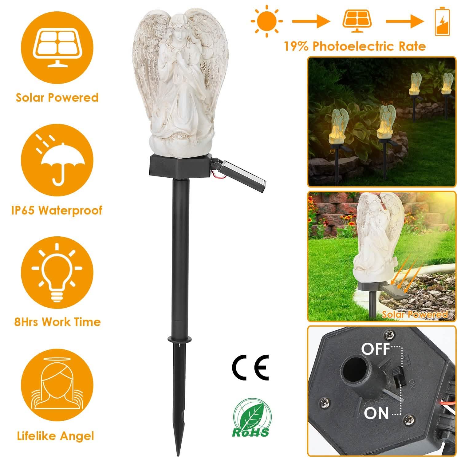 Solar Praying Angle Statue Garden Light Outdoor Lighting - Tophatter Daily Deals