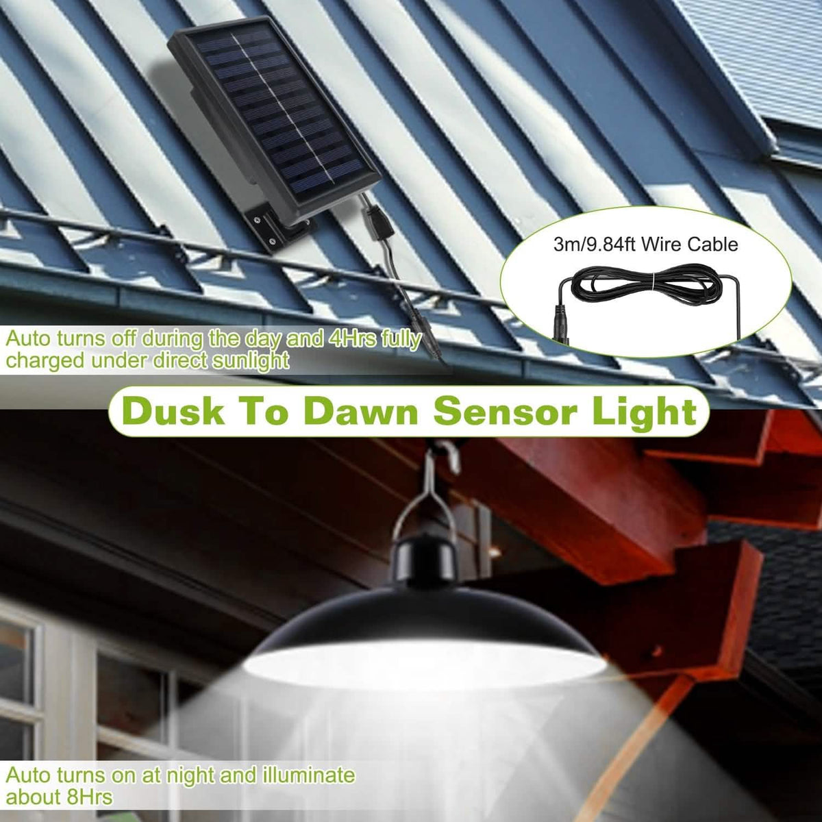 Solar Shed Light Sensor Hanging Lamp Outdoor Lighting - Tophatter Daily Deals