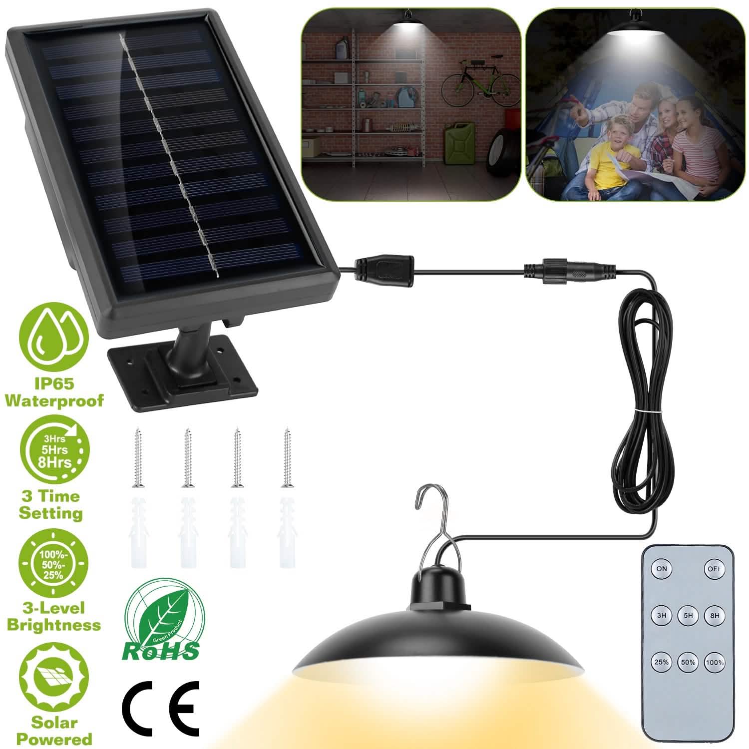 Solar Shed Light Sensor Hanging Lamp Outdoor Lighting - Tophatter Daily Deals