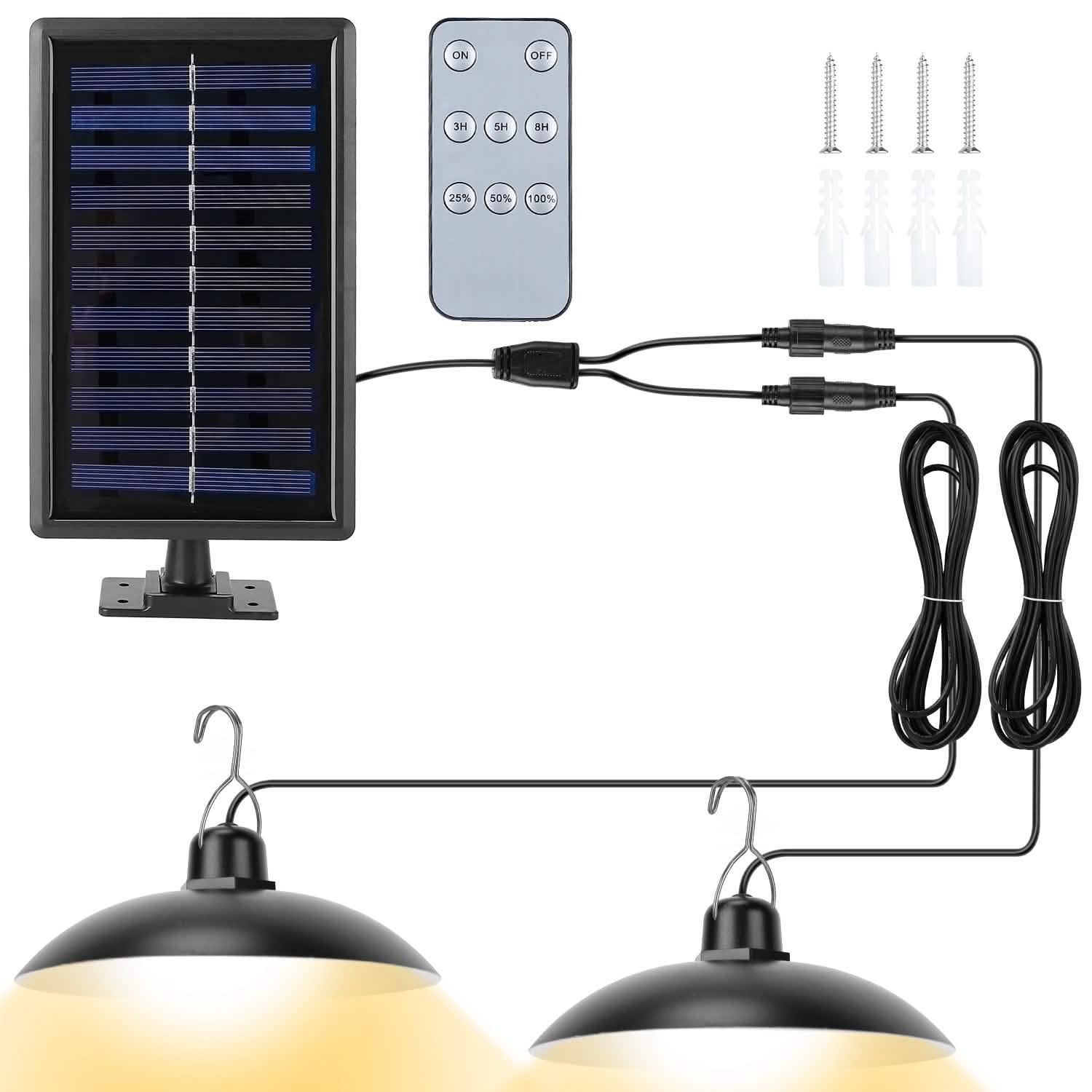 Solar Shed Light Sensor Hanging Lamp Dual Warm White Outdoor Lighting - Tophatter Daily Deals