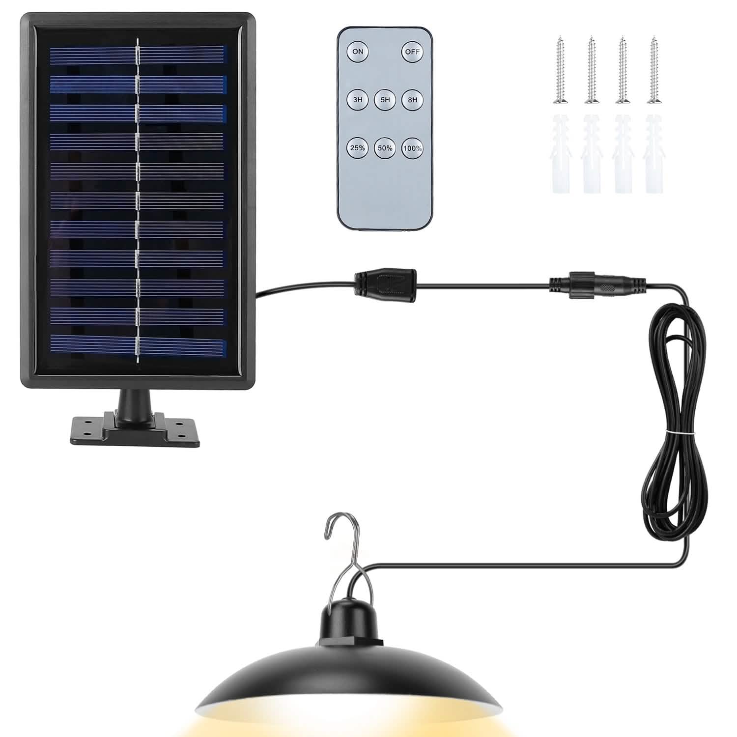 Solar Shed Light Sensor Hanging Lamp Single Warm White Outdoor Lighting - Tophatter Daily Deals