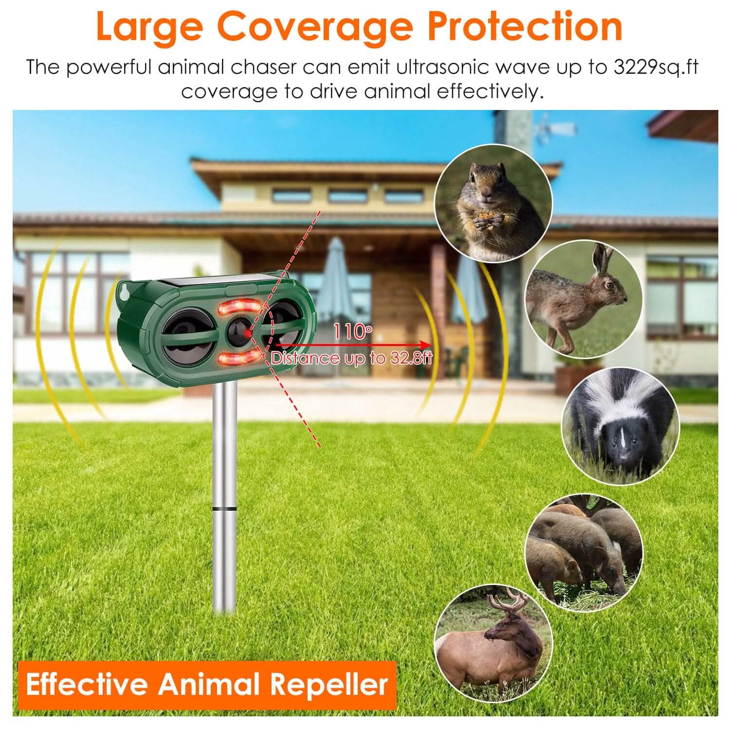 Solar Ultrasonic Animal Repeller Motion Sensor Pest Control - Tophatter Daily Deals