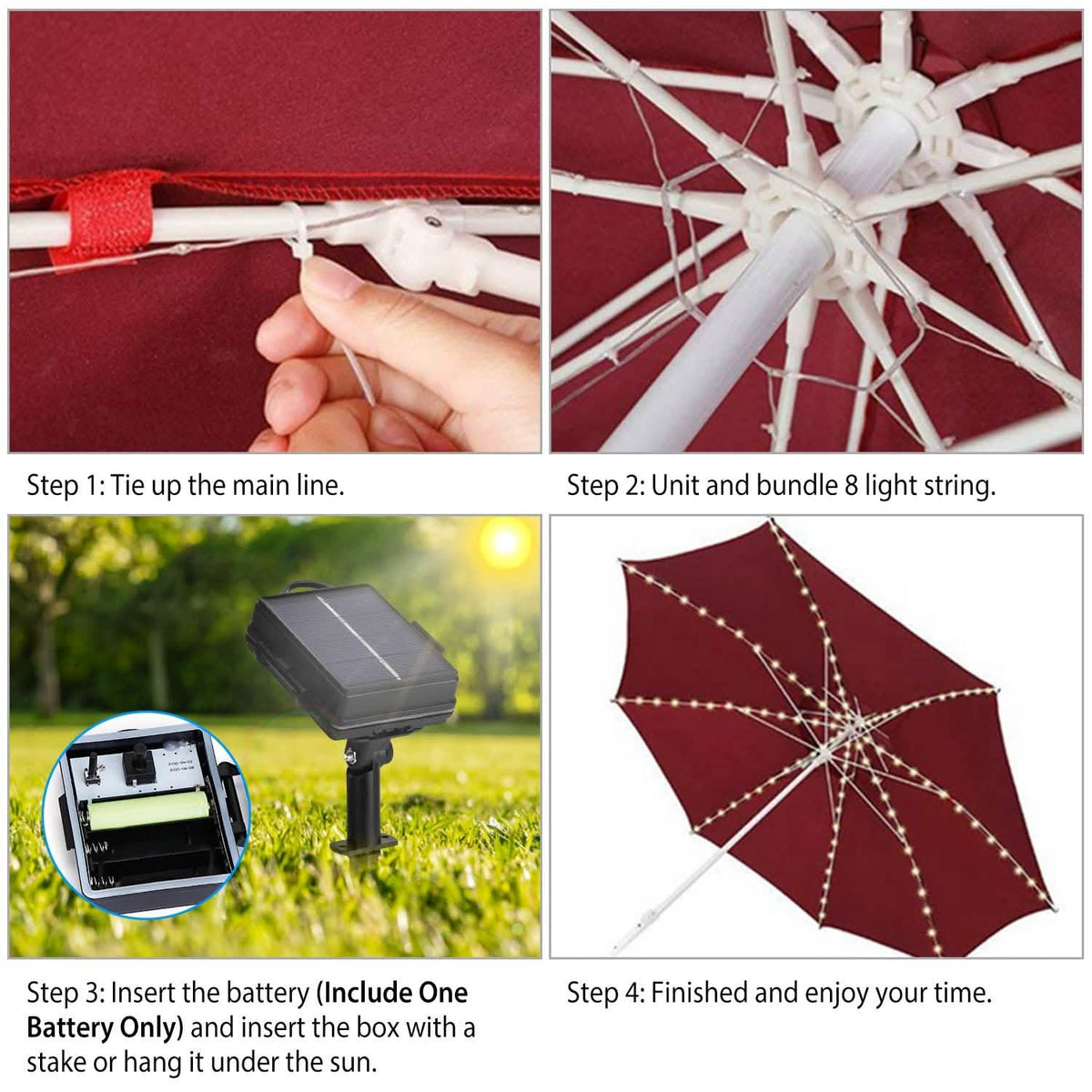 Solar Umbrella Outdoor String Light String & Fairy Lights - Tophatter Daily Deals