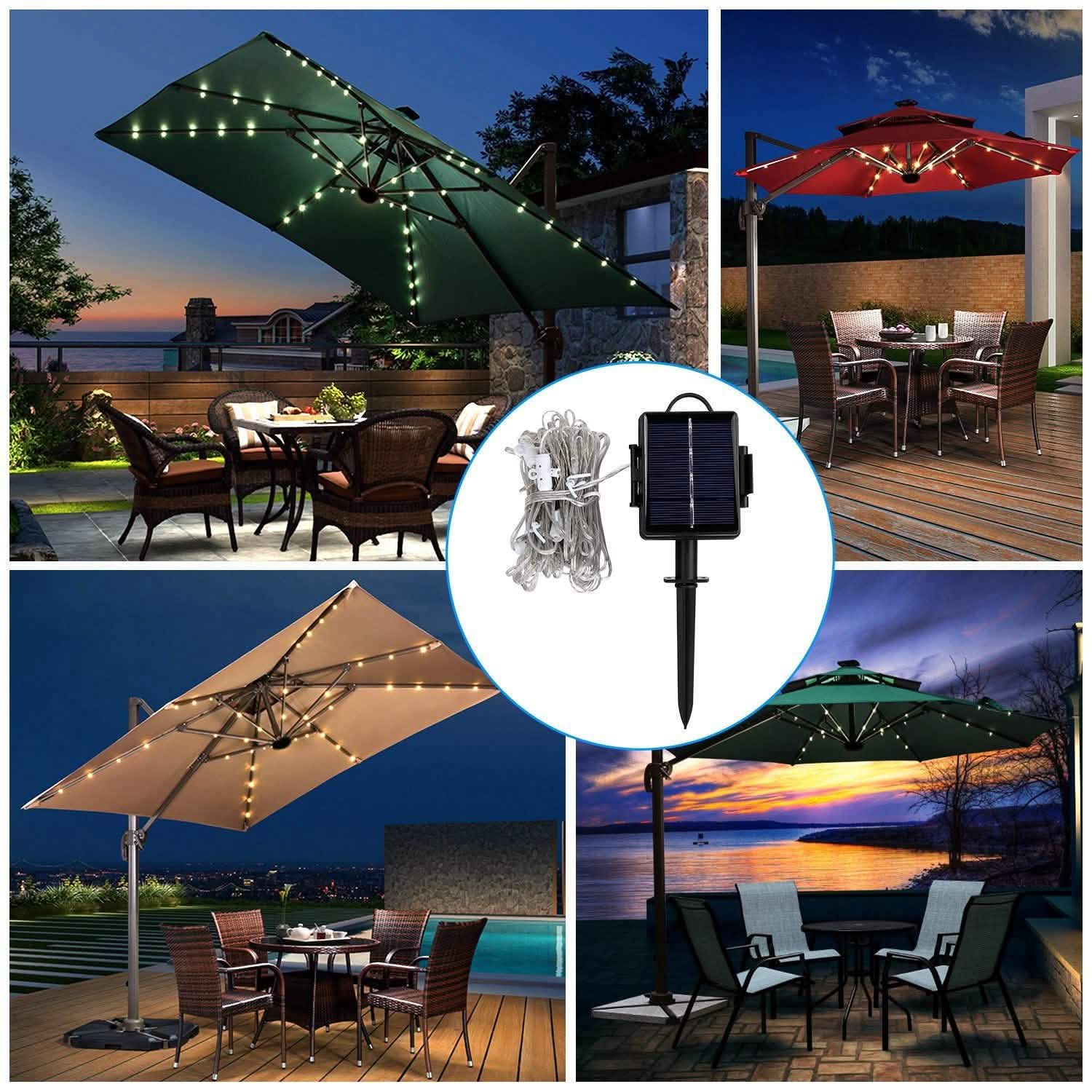 Solar Umbrella Outdoor String Light String & Fairy Lights - Tophatter Daily Deals