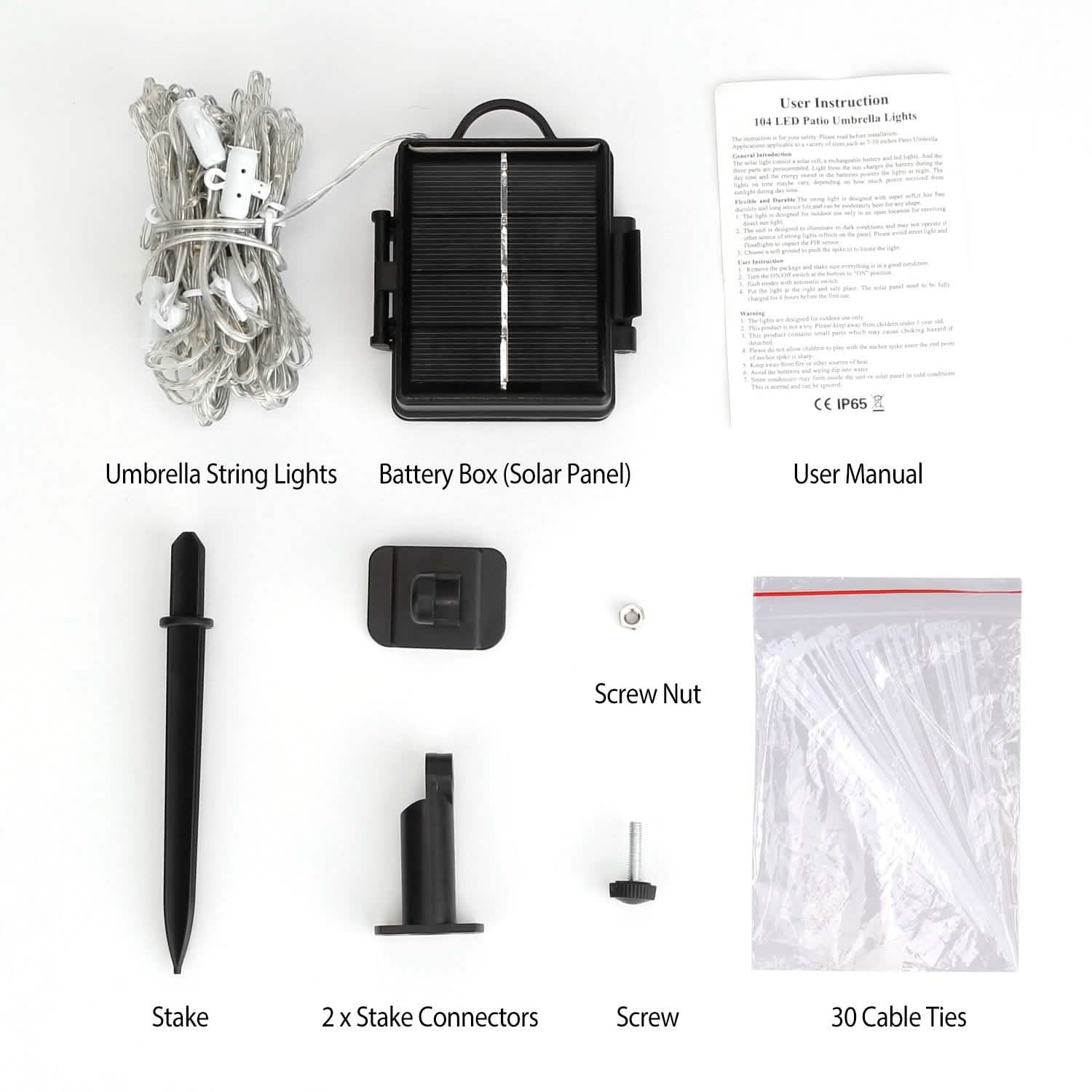 Solar Umbrella Outdoor String Light String & Fairy Lights - Tophatter Daily Deals