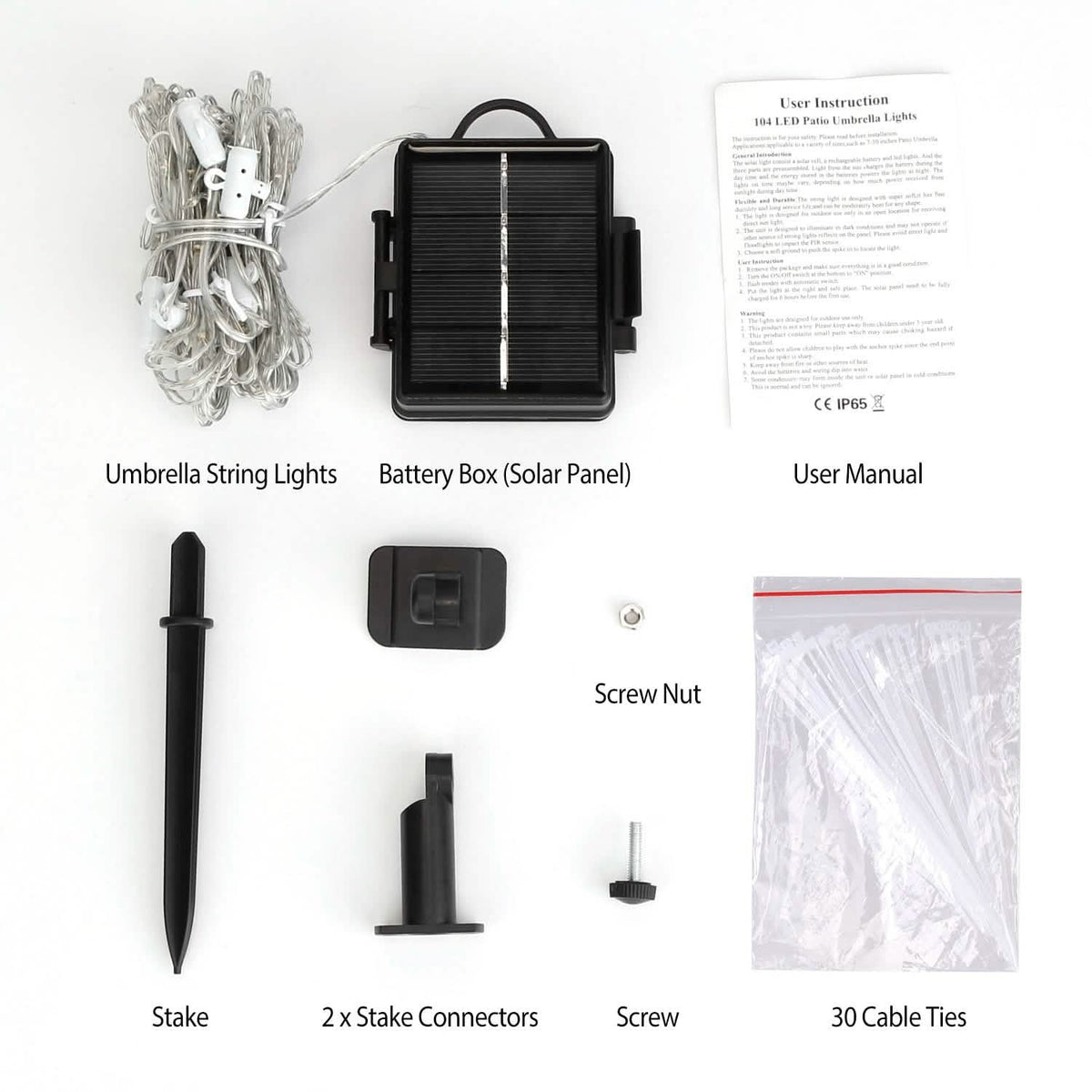 Solar Umbrella Outdoor String Light String & Fairy Lights - Tophatter Daily Deals