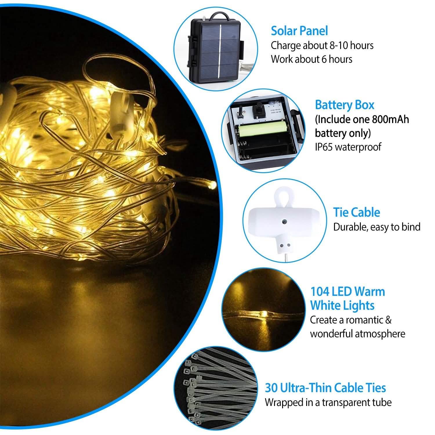 Solar Umbrella Outdoor String Light String & Fairy Lights - Tophatter Daily Deals