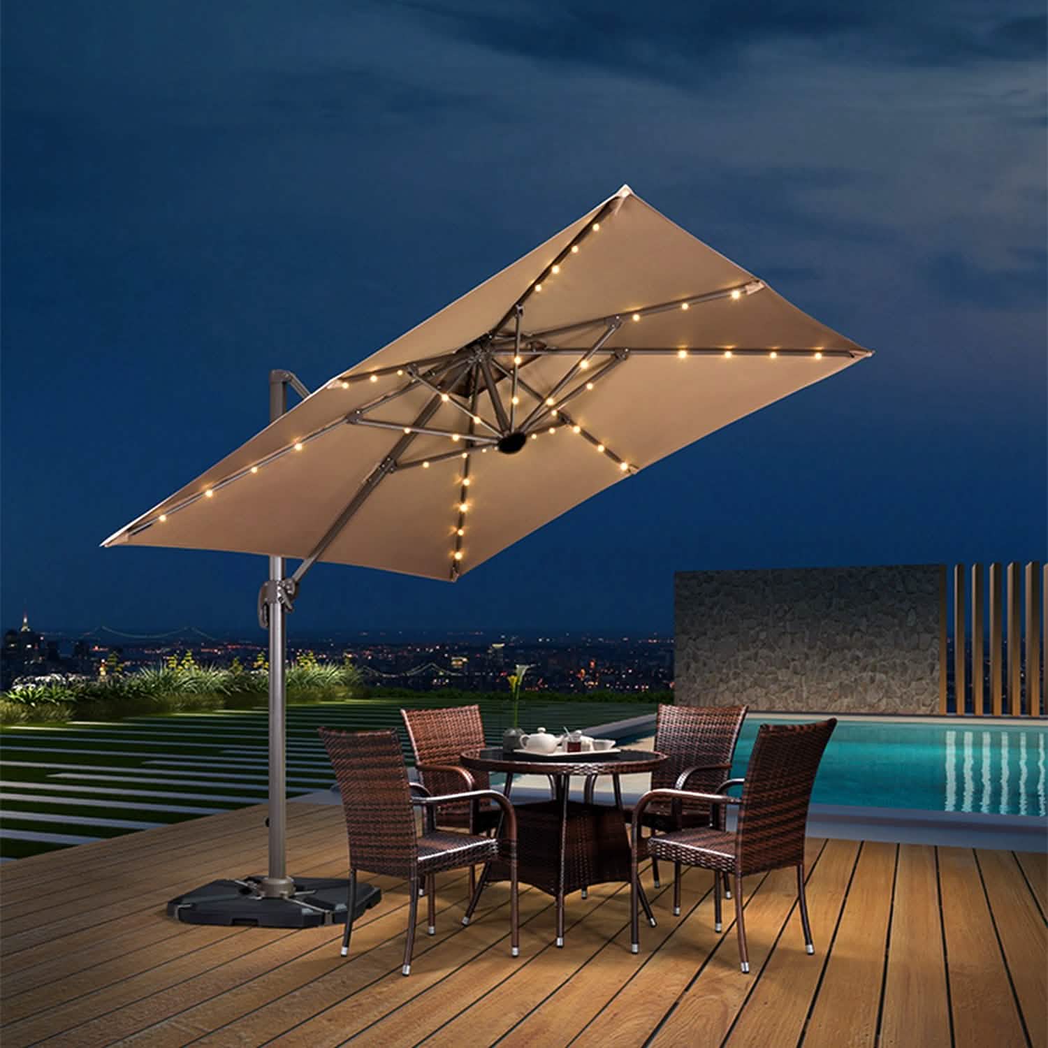 Solar Umbrella Outdoor String Light String & Fairy Lights - Tophatter Daily Deals