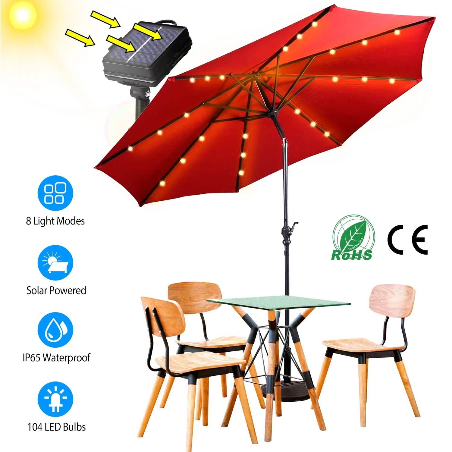 Solar Umbrella Outdoor String Light String & Fairy Lights - Tophatter Daily Deals