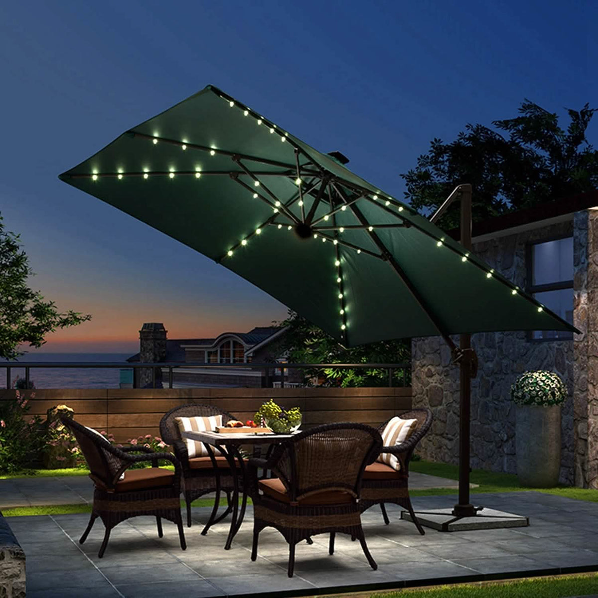 Solar Umbrella Outdoor String Light String & Fairy Lights - Tophatter Daily Deals