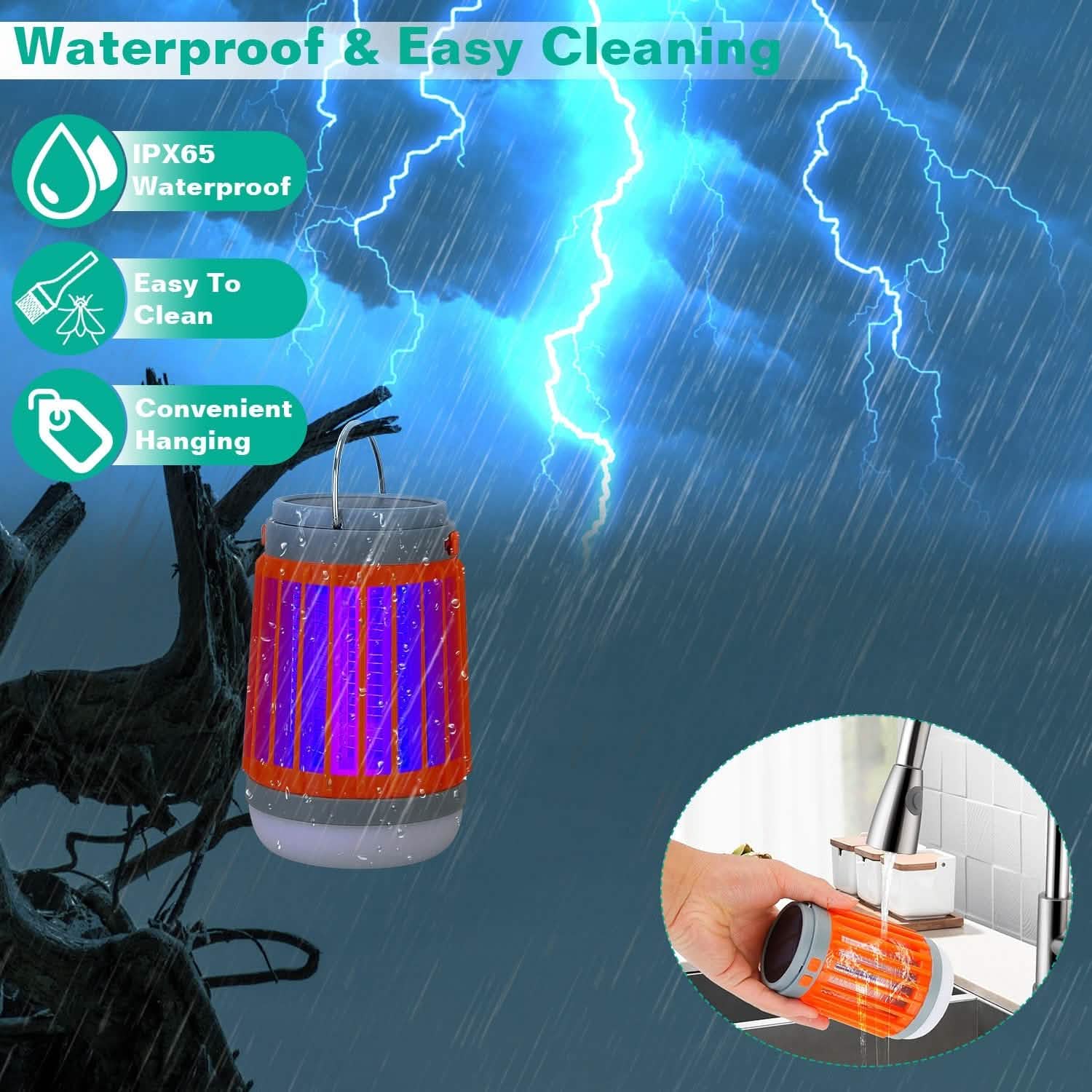 Solar USB Electric Bug Zapper with 5 Light Modes Hanging Hook Pest Control - Tophatter Daily Deals