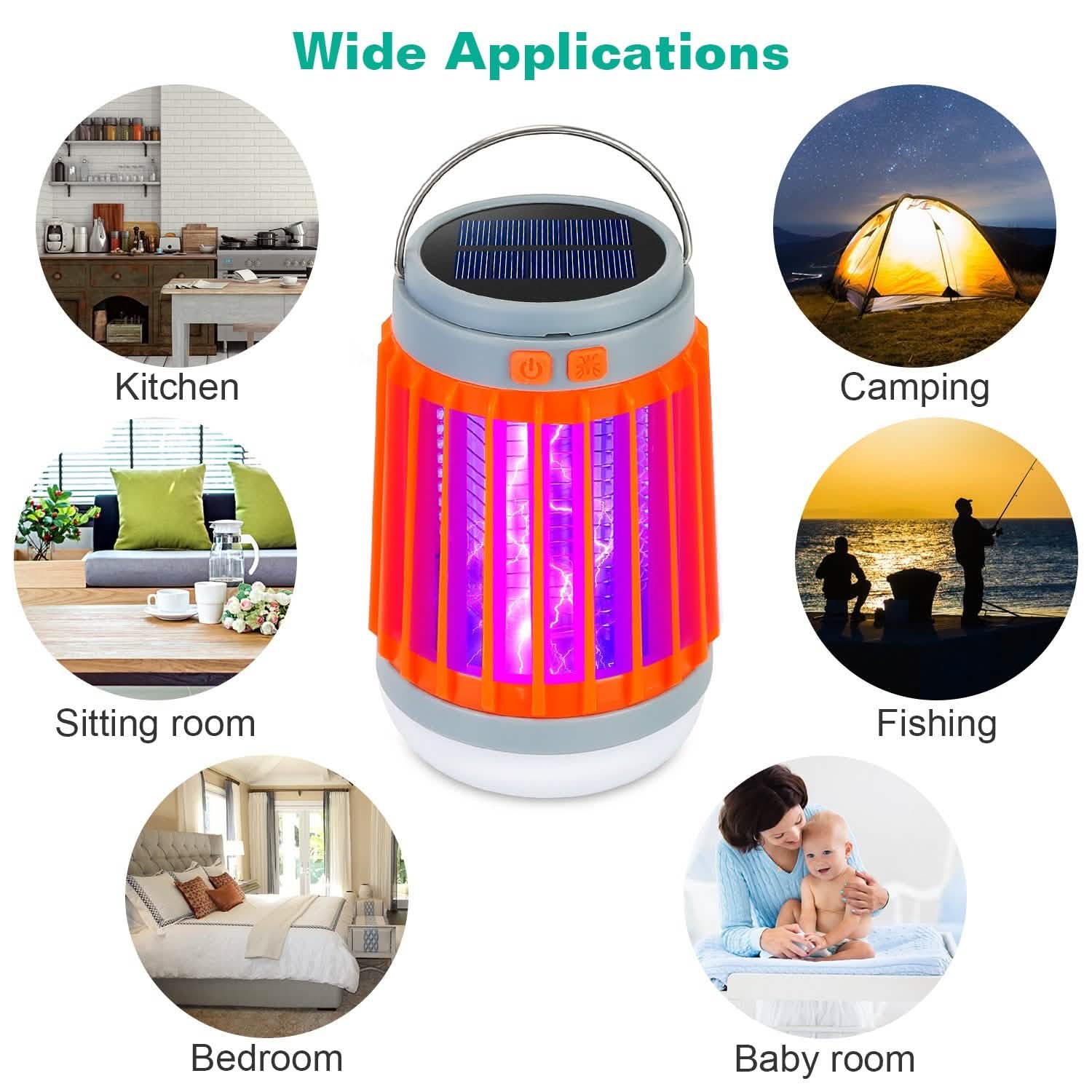 Solar USB Electric Bug Zapper with 5 Light Modes Hanging Hook Pest Control - Tophatter Daily Deals