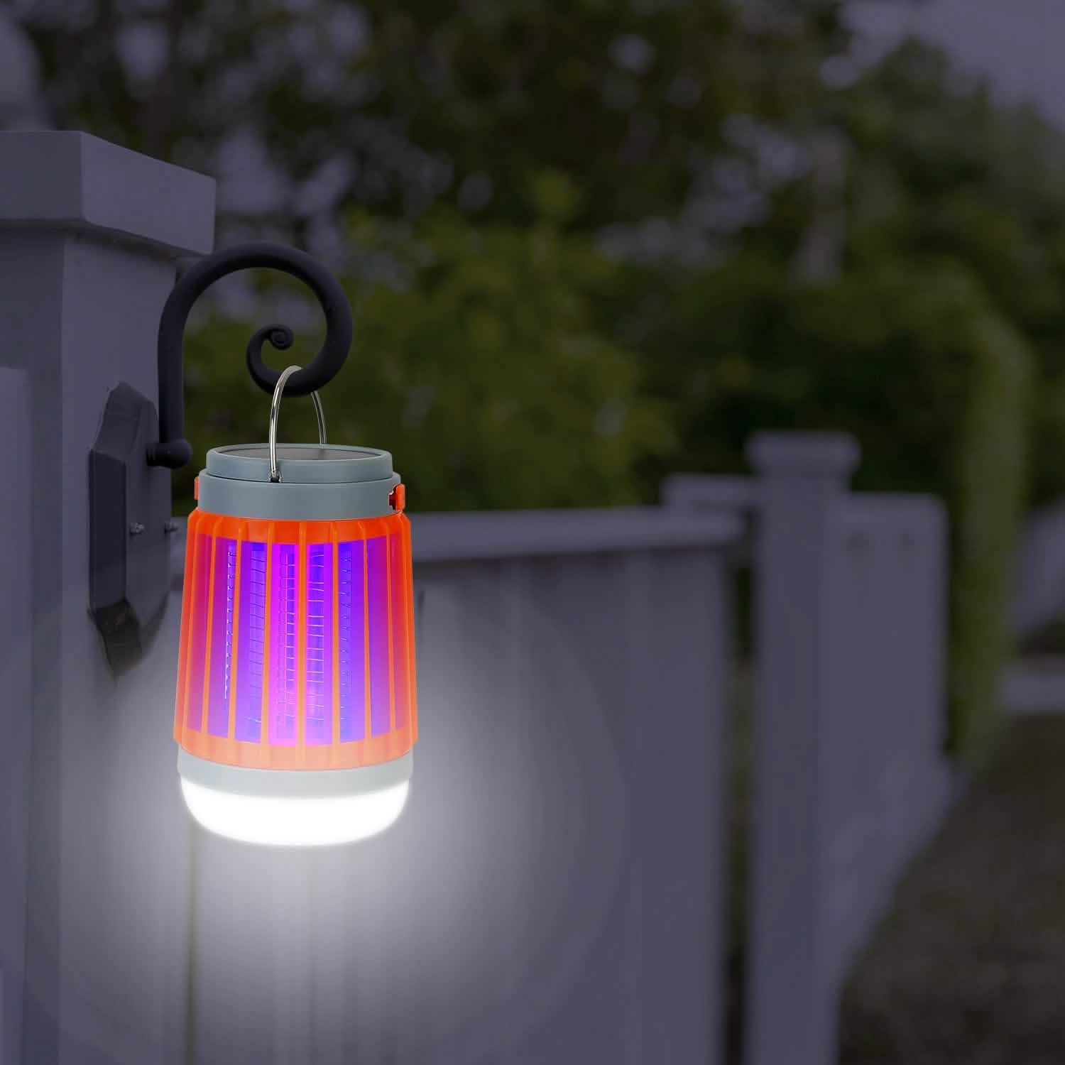 Solar USB Electric Bug Zapper with 5 Light Modes Hanging Hook Pest Control - Tophatter Daily Deals