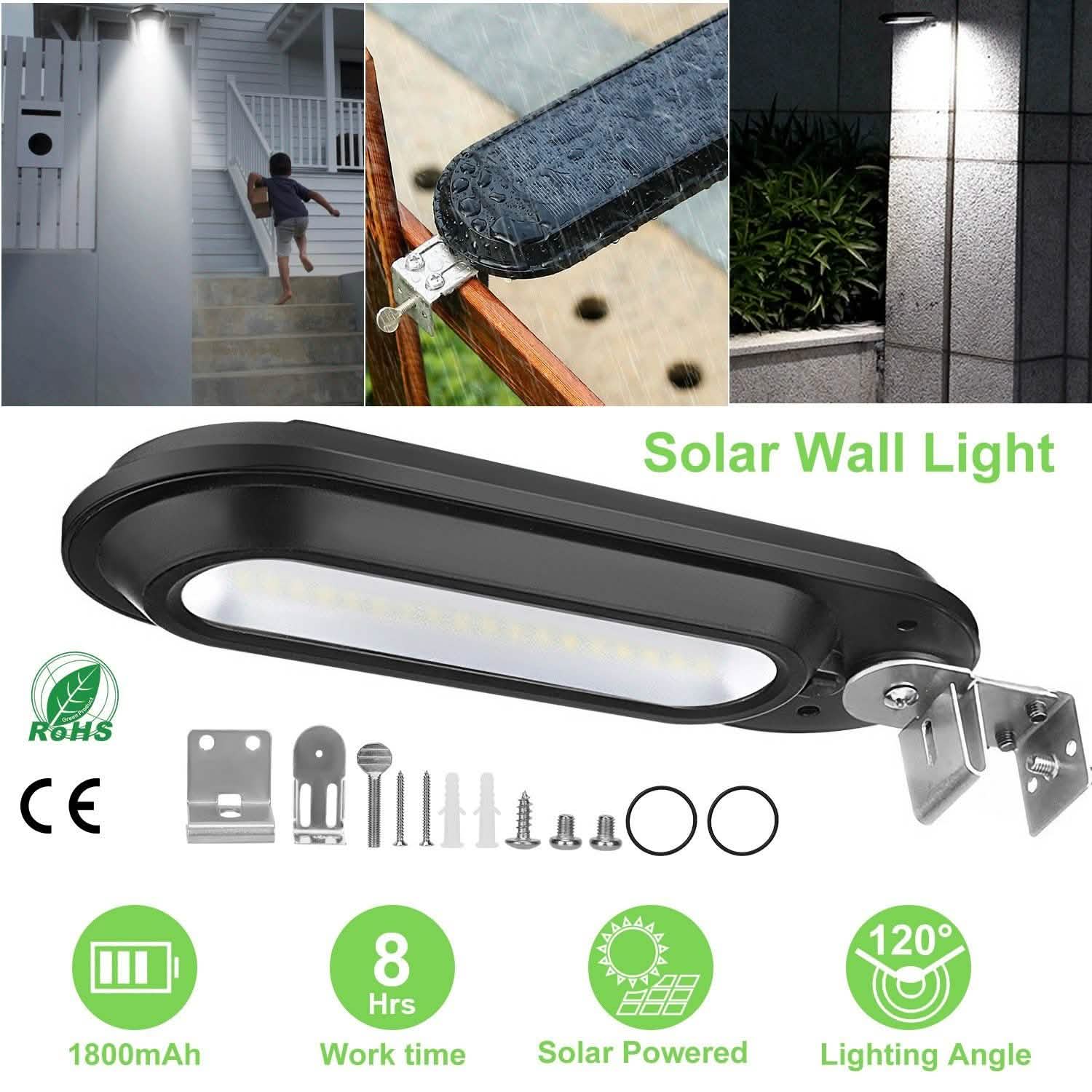 Solar Wall Light Outdoor 18 LED's Dusk to Dawn Fence Lamp Outdoor Lighting - Tophatter Daily Deals