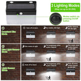 Solar Wall Light Outdoor 206 LEDs PIR Motion Sensor Lamp Outdoor Lighting - Tophatter Daily Deals
