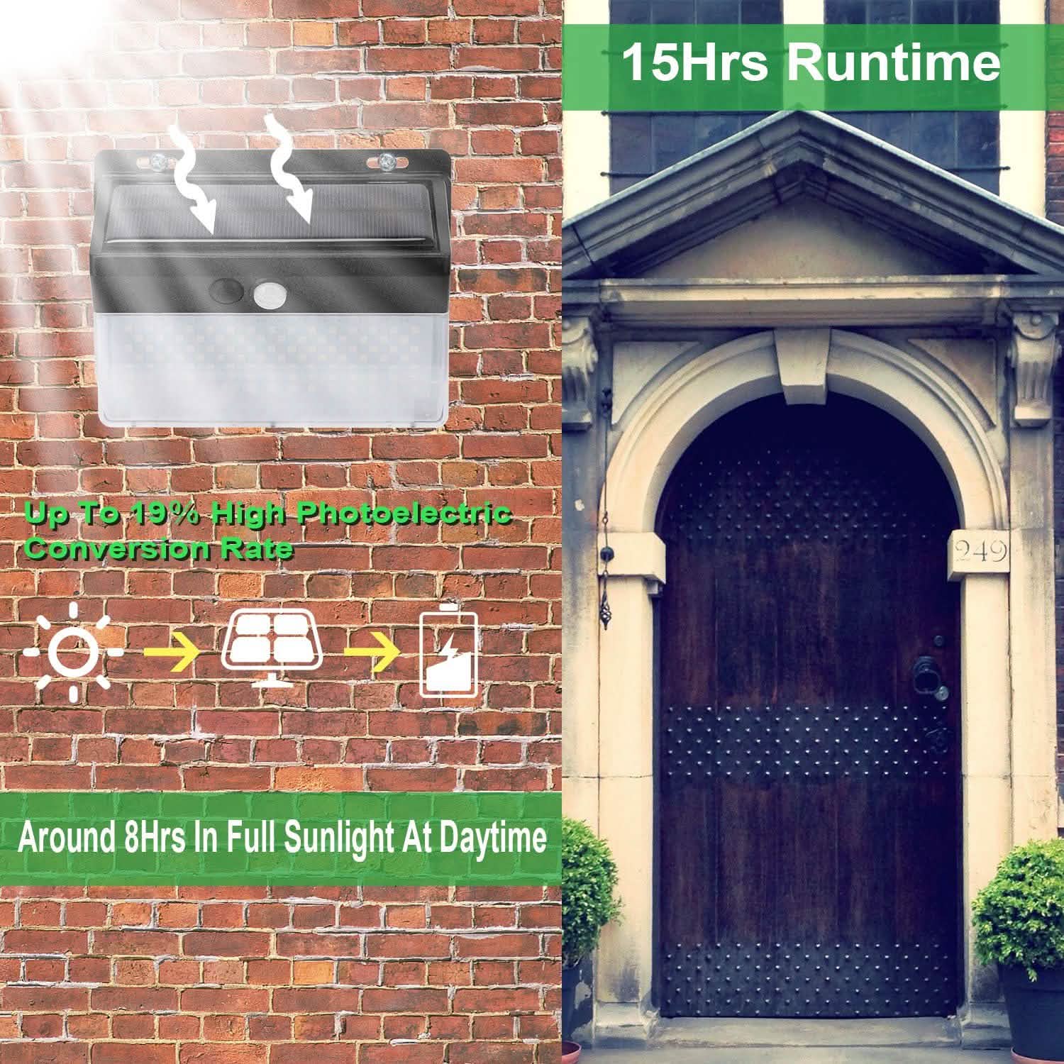 Solar Wall Light Outdoor 206 LEDs PIR Motion Sensor Lamp Outdoor Lighting - Tophatter Daily Deals