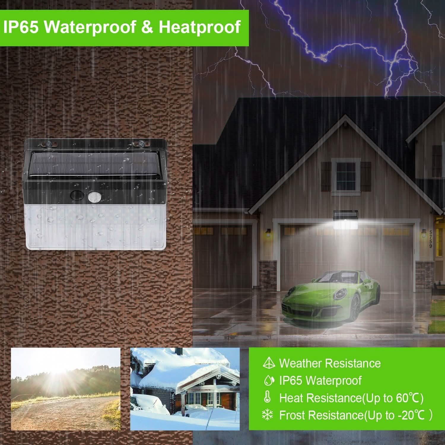 Solar Wall Light Outdoor 206 LEDs PIR Motion Sensor Lamp Outdoor Lighting - Tophatter Daily Deals