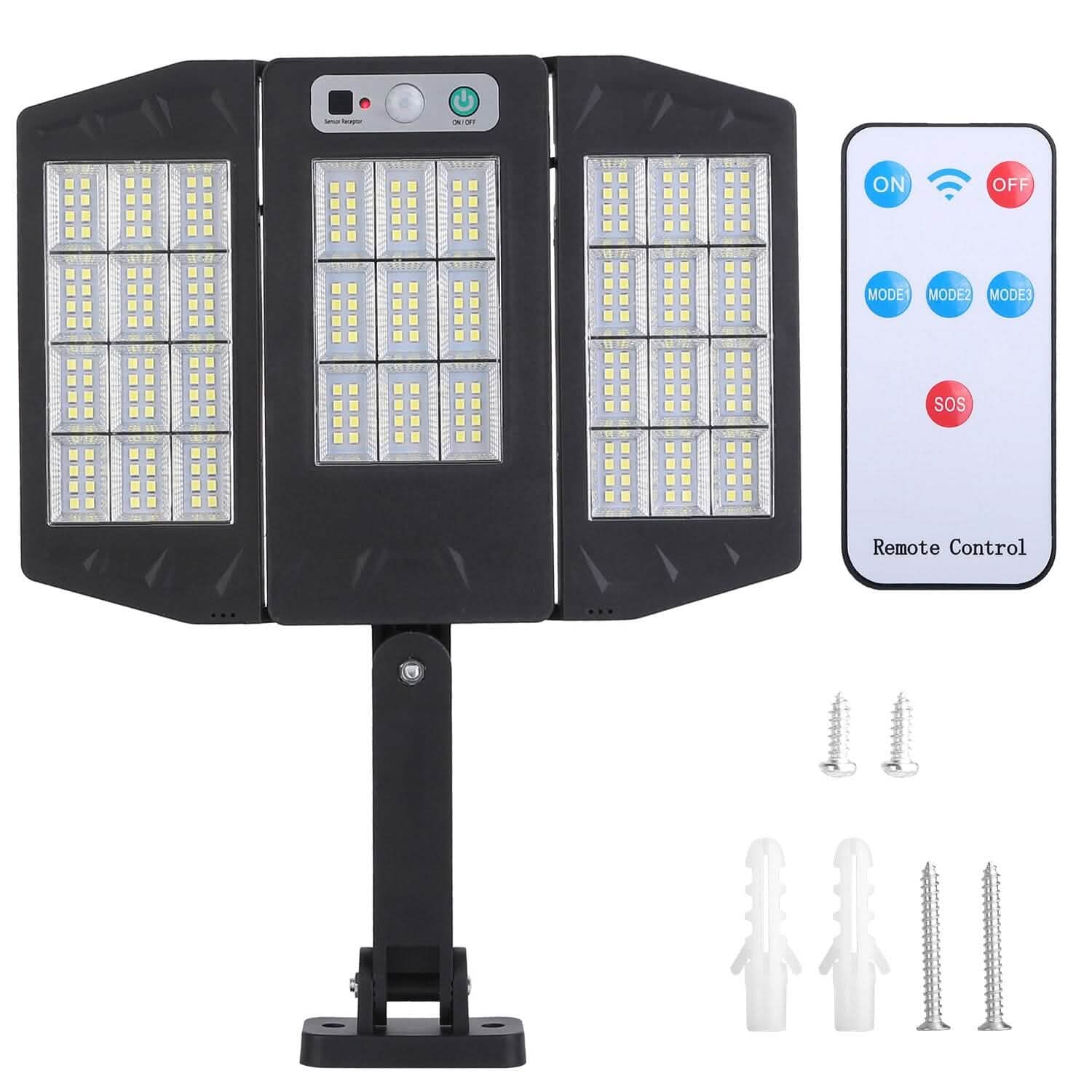 Solar Wall Light Outdoor Beads PIR Motion Sensor Remote Control Wireless Lamps 33COB Outdoor Lighting - Tophatter Daily Deals