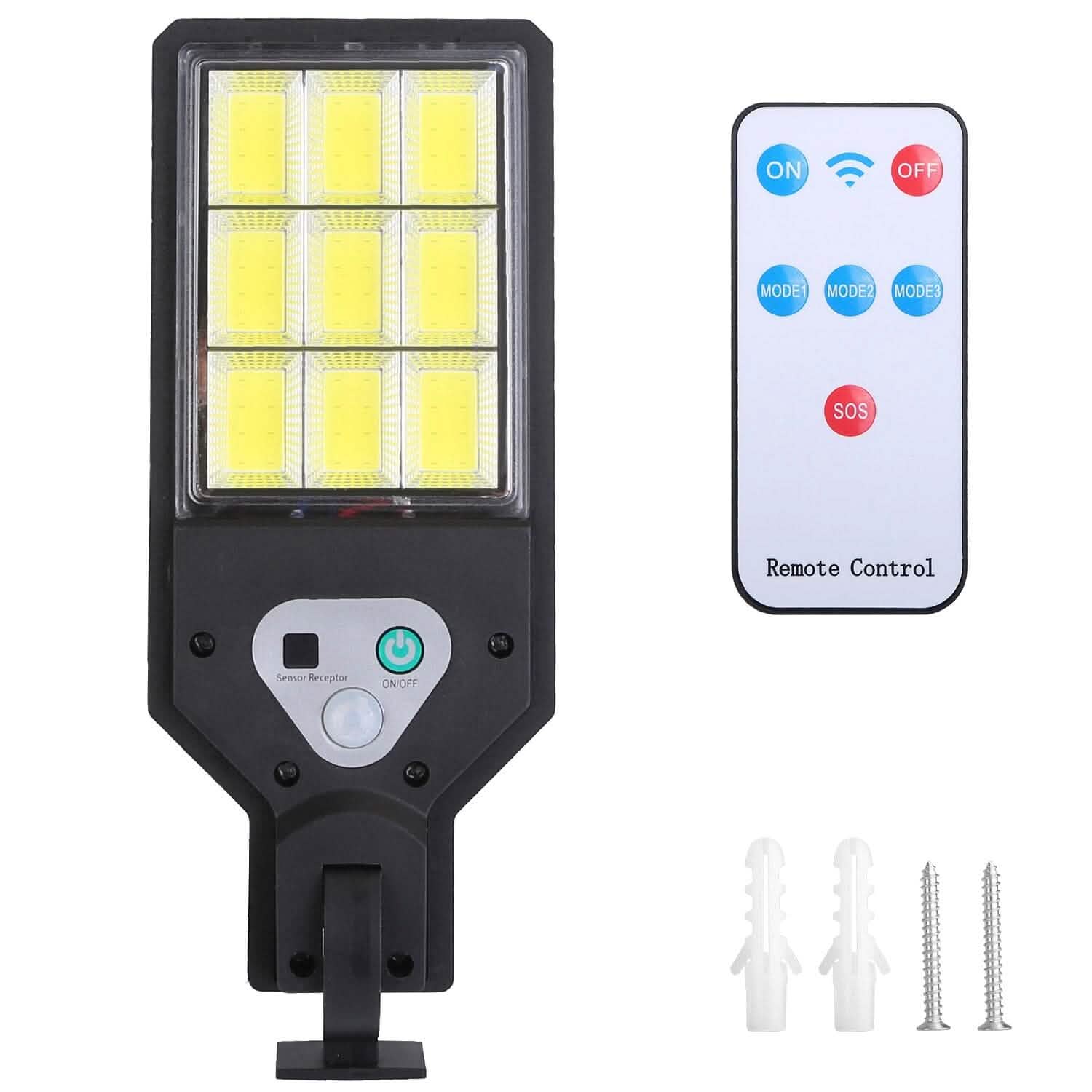 Solar Wall Light Outdoor Beads PIR Motion Sensor Remote Control Wireless Lamps 72LED Outdoor Lighting - Tophatter Daily Deals