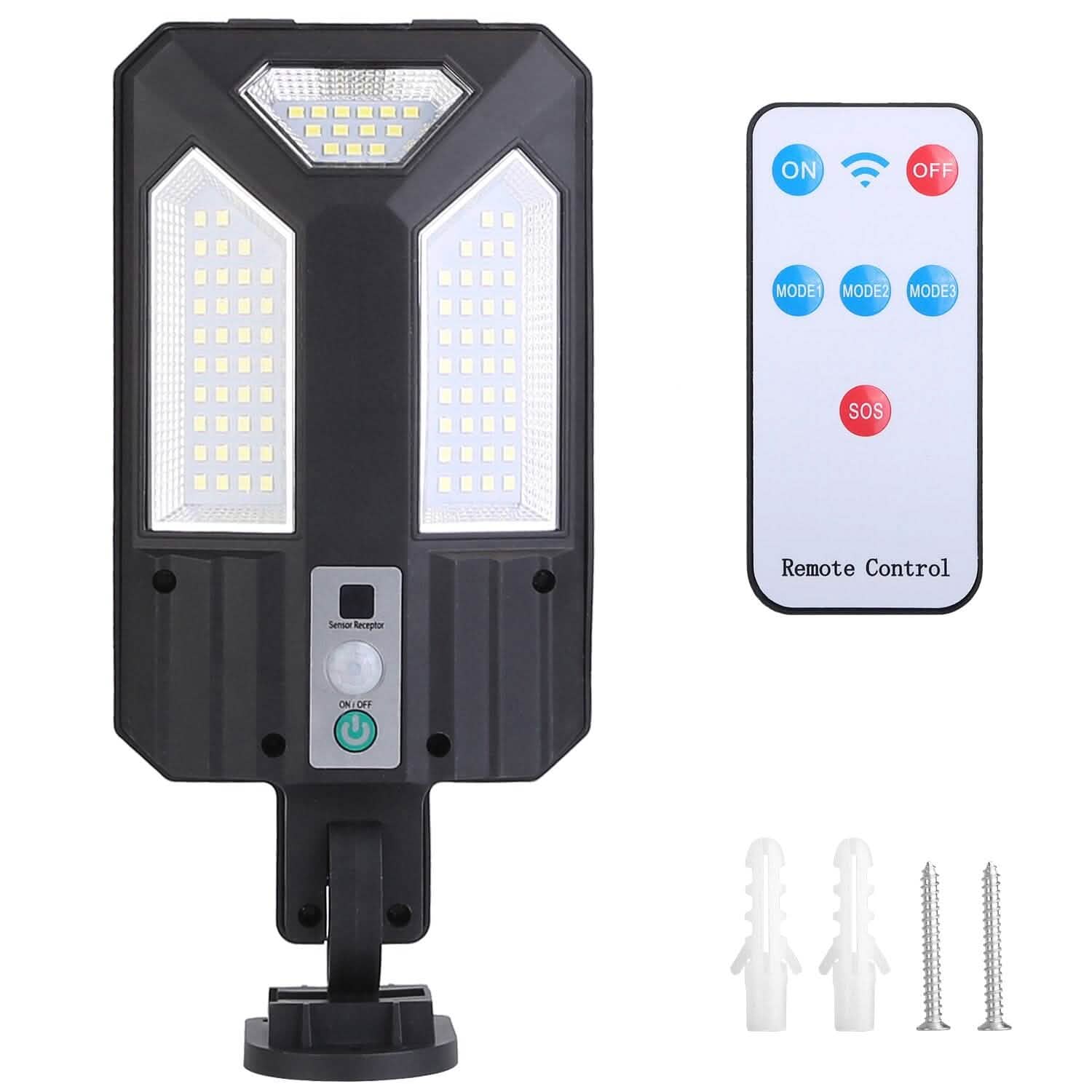 Solar Wall Light Outdoor Beads PIR Motion Sensor Remote Control Wireless Lamps 87LED Outdoor Lighting - Tophatter Daily Deals