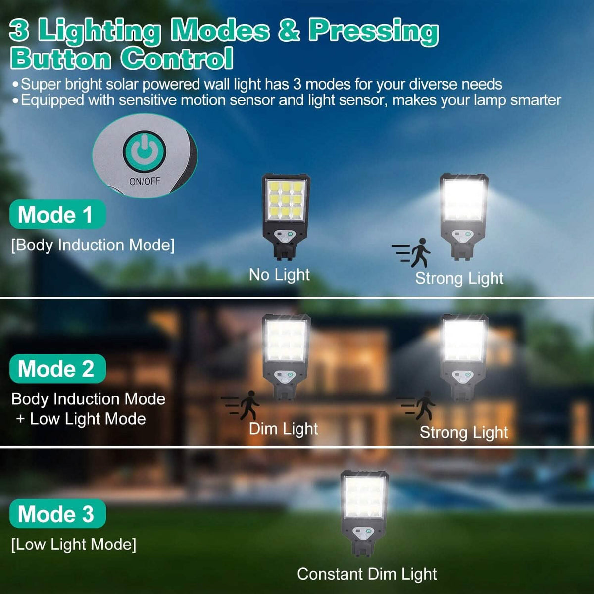 Solar Wall Light Outdoor Beads PIR Motion Sensor Remote Control Wireless Lamps Solar Outdoor Lights - Tophatter Daily Deals