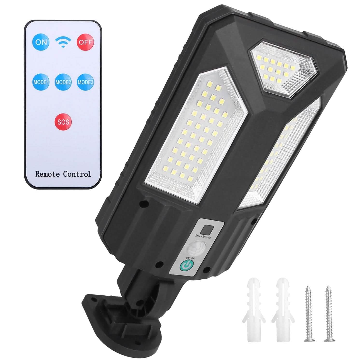 Solar Wall Light Outdoor Beads PIR Motion Sensor Remote Control Wireless Lamps Outdoor Lighting - Tophatter Daily Deals