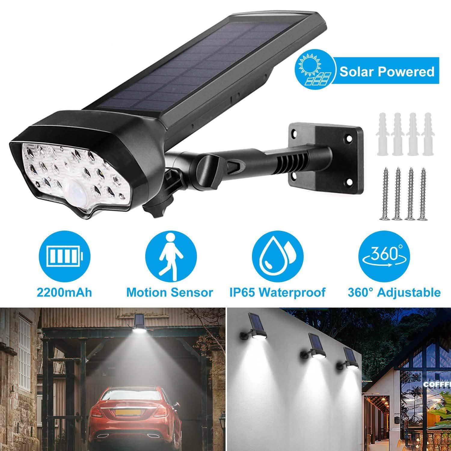 Solar Wall Light Outdoor Motion Sensor Light Outdoor Lighting - Tophatter Daily Deals