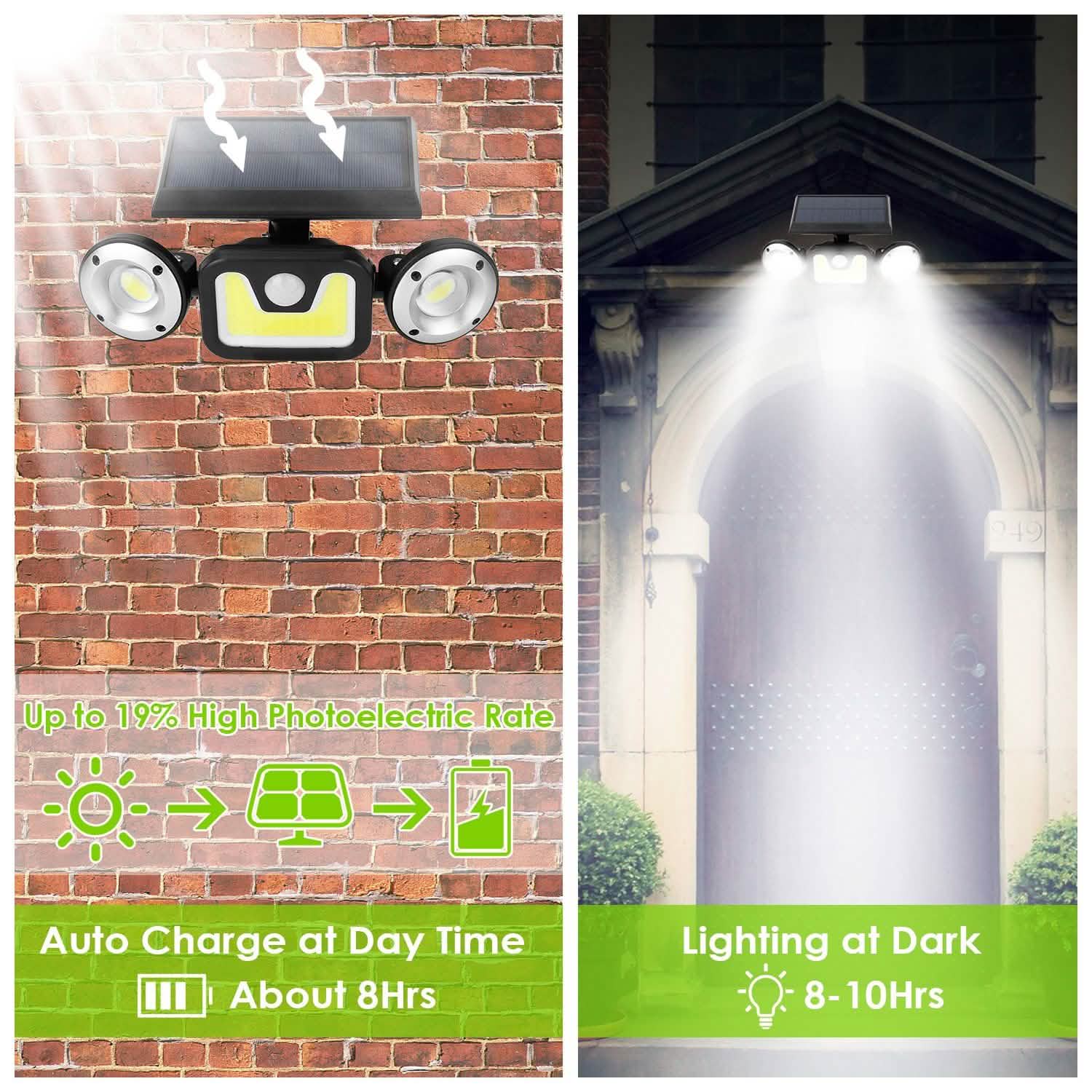 Solar Wall Light Outdoor PIR Motion Sensor LED Outdoor Lighting - Tophatter Daily Deals