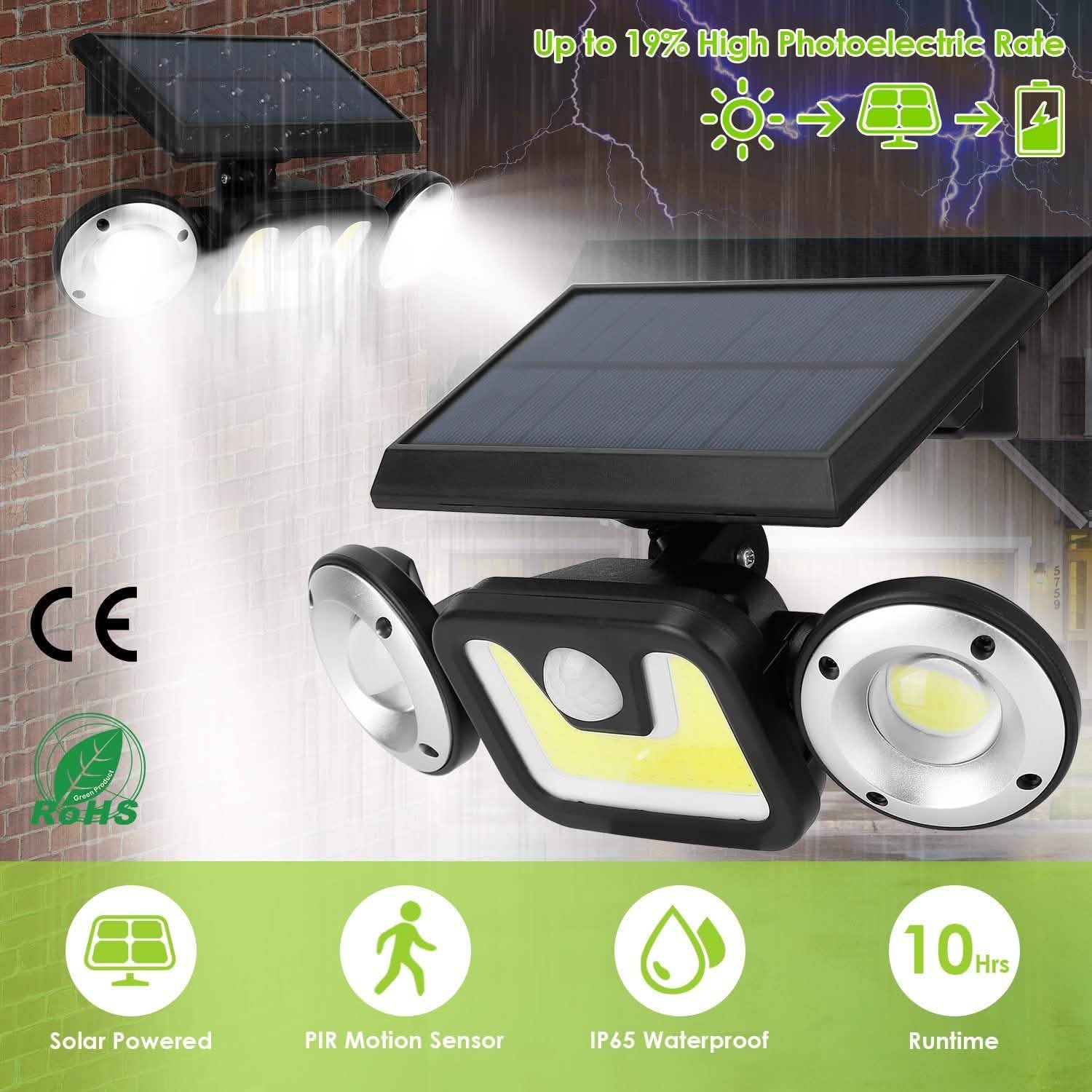 Solar Wall Light Outdoor PIR Motion Sensor LED Outdoor Lighting - Tophatter Daily Deals