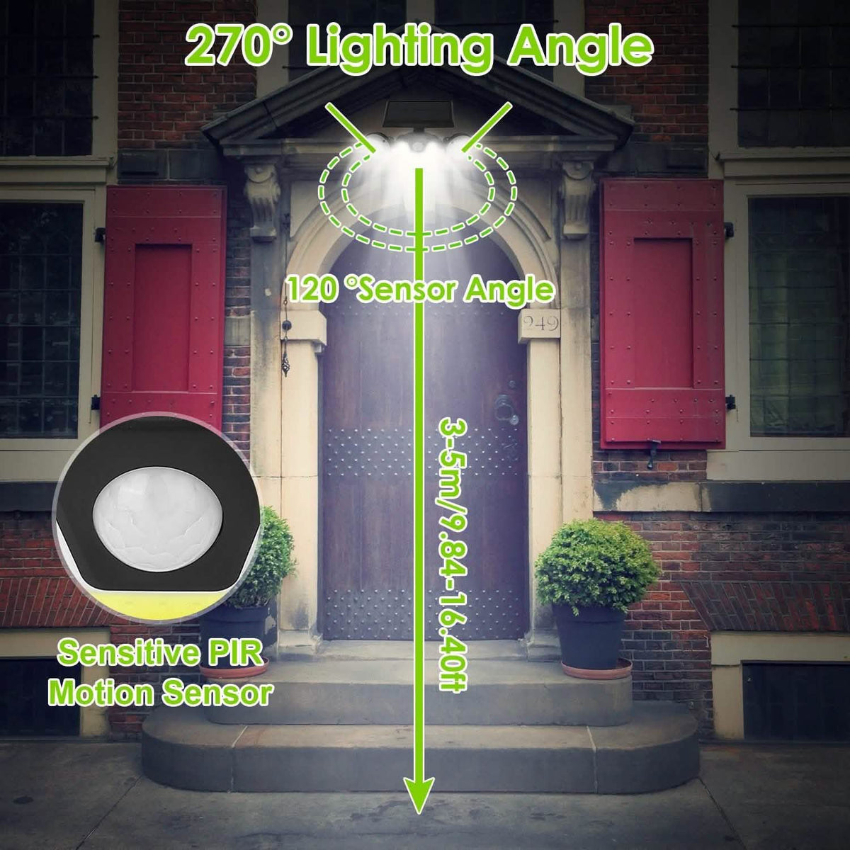 Solar Wall Light Outdoor PIR Motion Sensor LED Outdoor Lighting - Tophatter Daily Deals