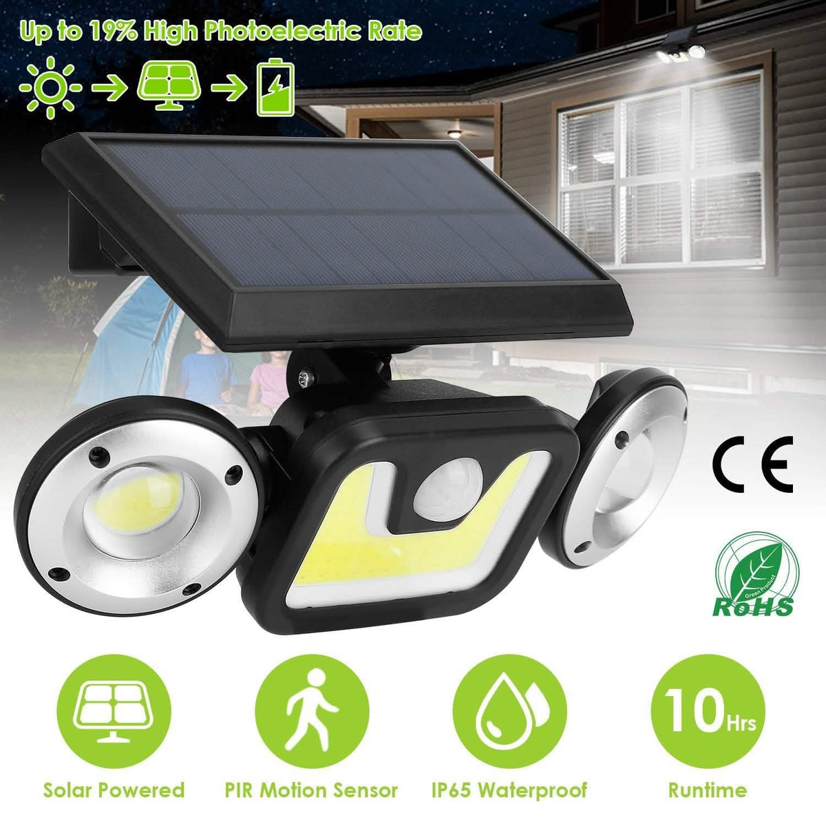 Solar Wall Light Outdoor PIR Motion Sensor LED Outdoor Lighting - Tophatter Daily Deals