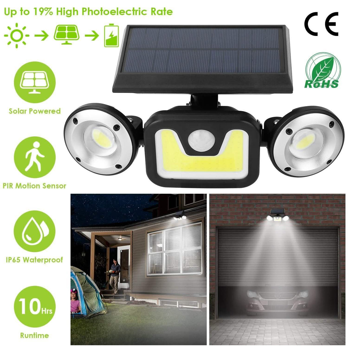Solar Wall Light Outdoor PIR Motion Sensor LED Outdoor Lighting - Tophatter Daily Deals