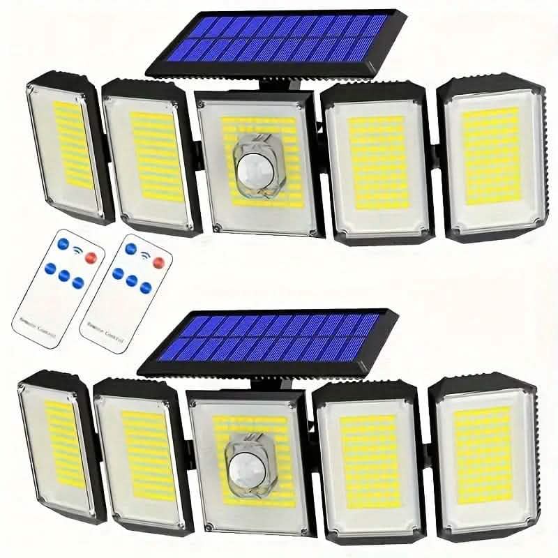Solar Wall Light with 5 Adjustable Angle Heads 2-Piece Solar Outdoor Lights - Tophatter Daily Deals