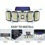 Solar Wall Light with 5 Adjustable Angle Heads Solar Outdoor Lights - Tophatter Daily Deals