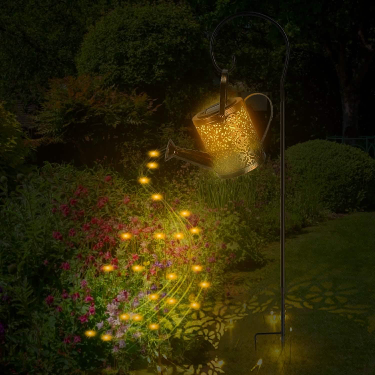 Solar Watering Can Powdered String Light Stake Garden & Patio - Tophatter Daily Deals