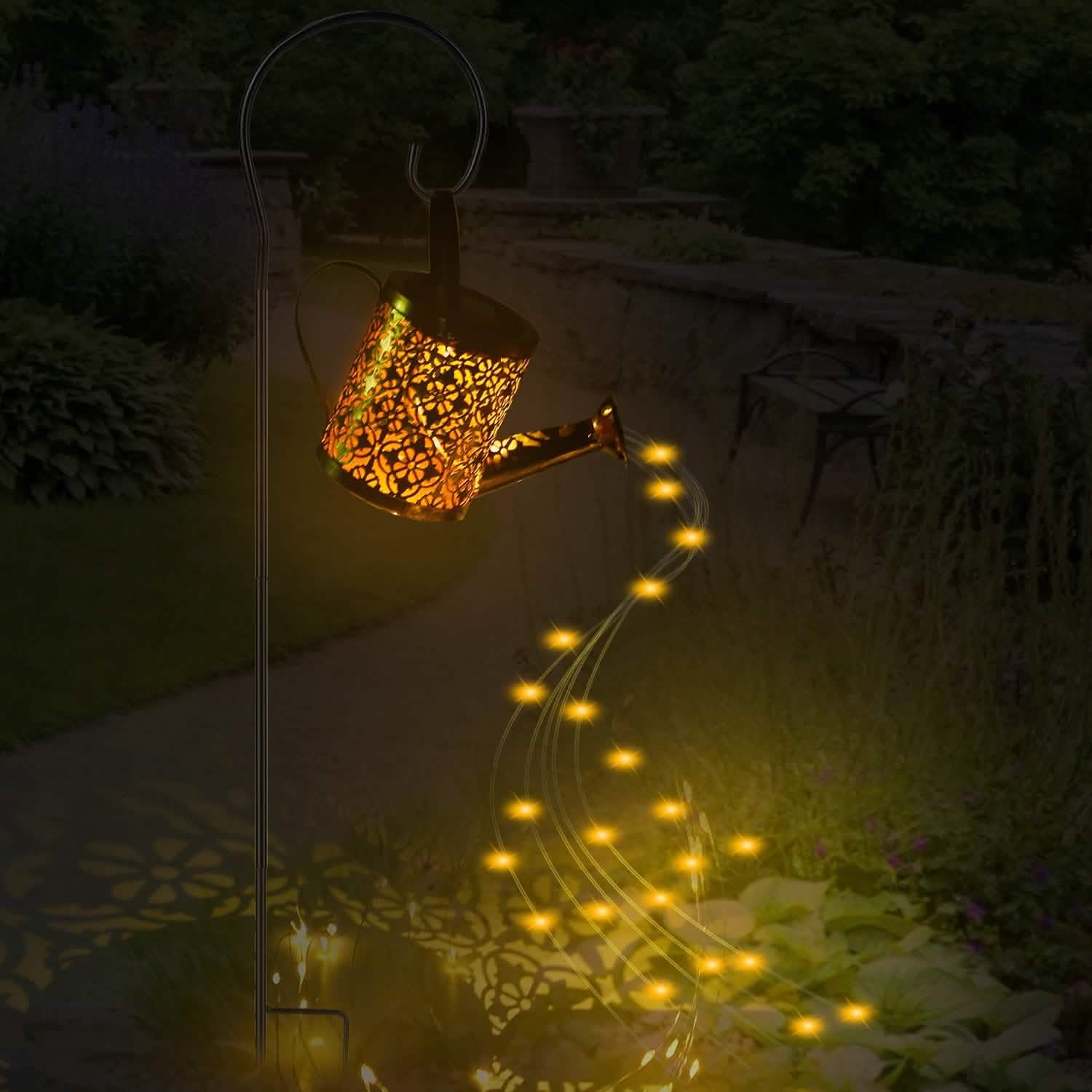 Solar Watering Can Powdered String Light Stake Garden & Patio - Tophatter Daily Deals