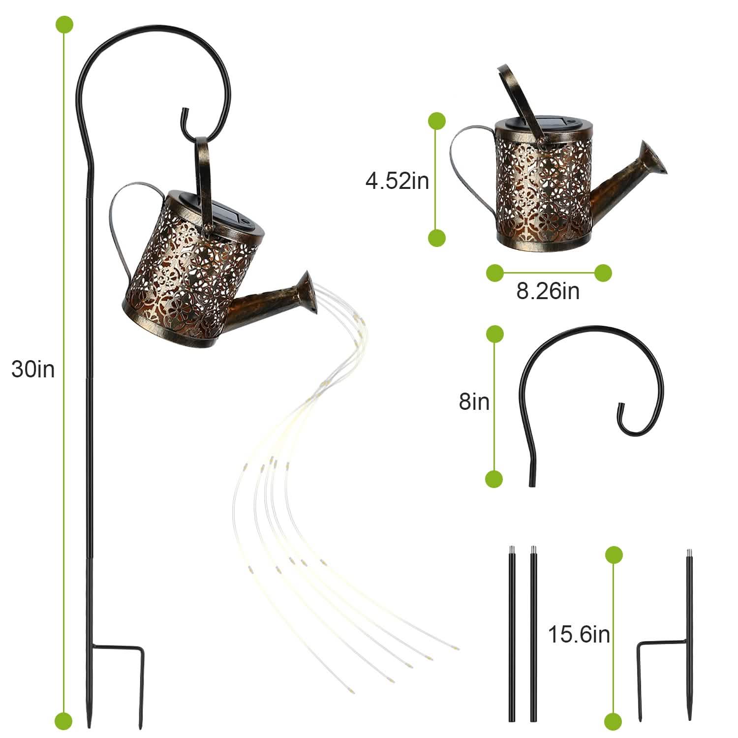 Solar Watering Can Powdered String Light Stake Garden & Patio - Tophatter Daily Deals