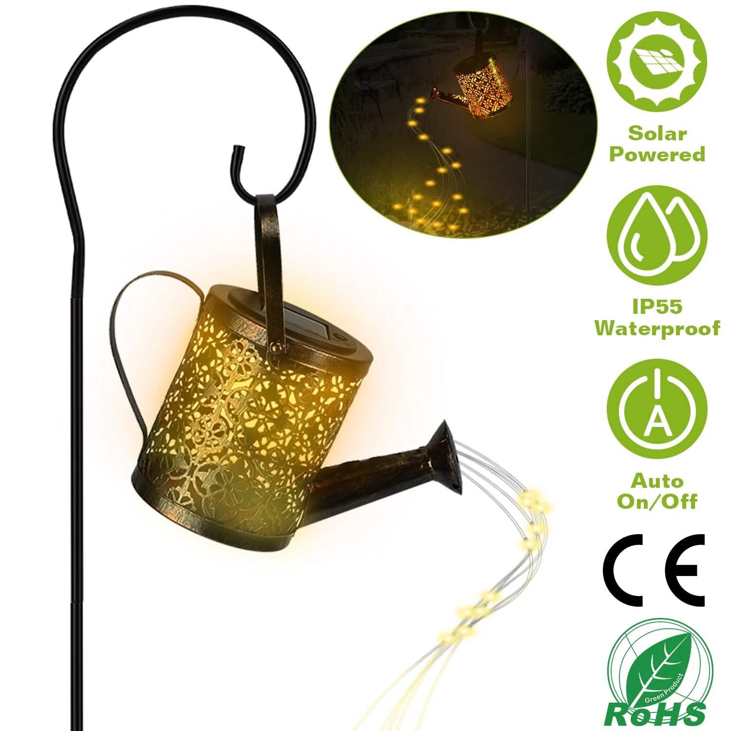 Solar Watering Can Powdered String Light Stake Garden & Patio - Tophatter Daily Deals
