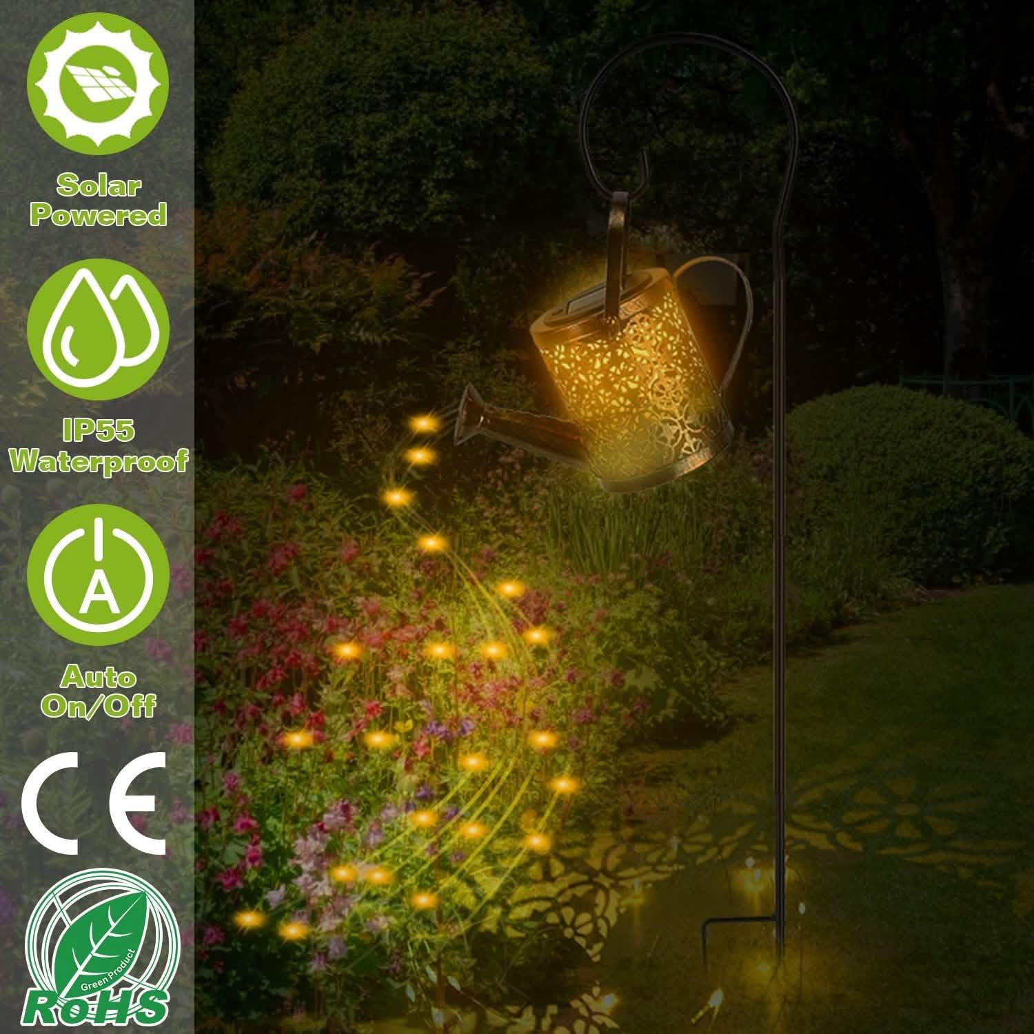 Solar Watering Can Powdered String Light Stake Garden & Patio - Tophatter Daily Deals