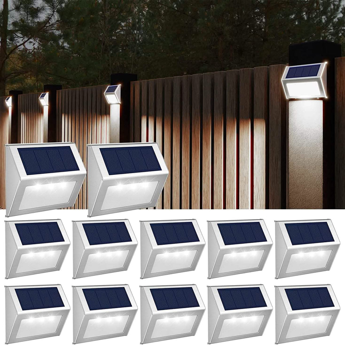 Solar Waterproof Outdoor Lights Cool White 12 Pack Solar Outdoor Lights - Tophatter Daily Deals