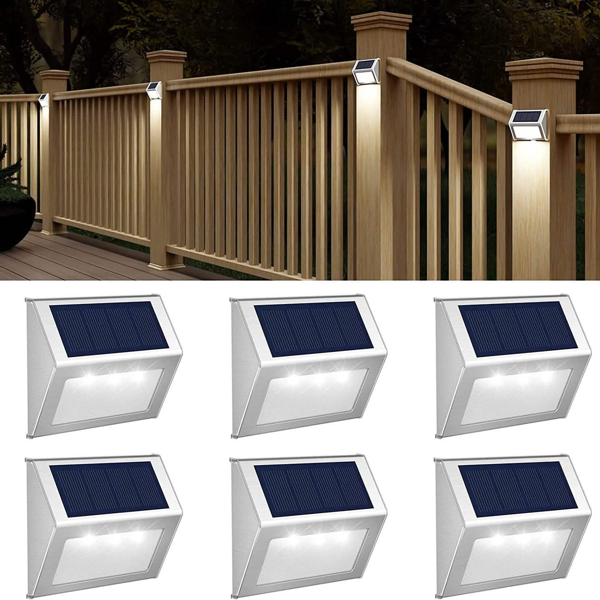 Solar Waterproof Outdoor Lights Cool White 6 Pack Solar Outdoor Lights - Tophatter Daily Deals