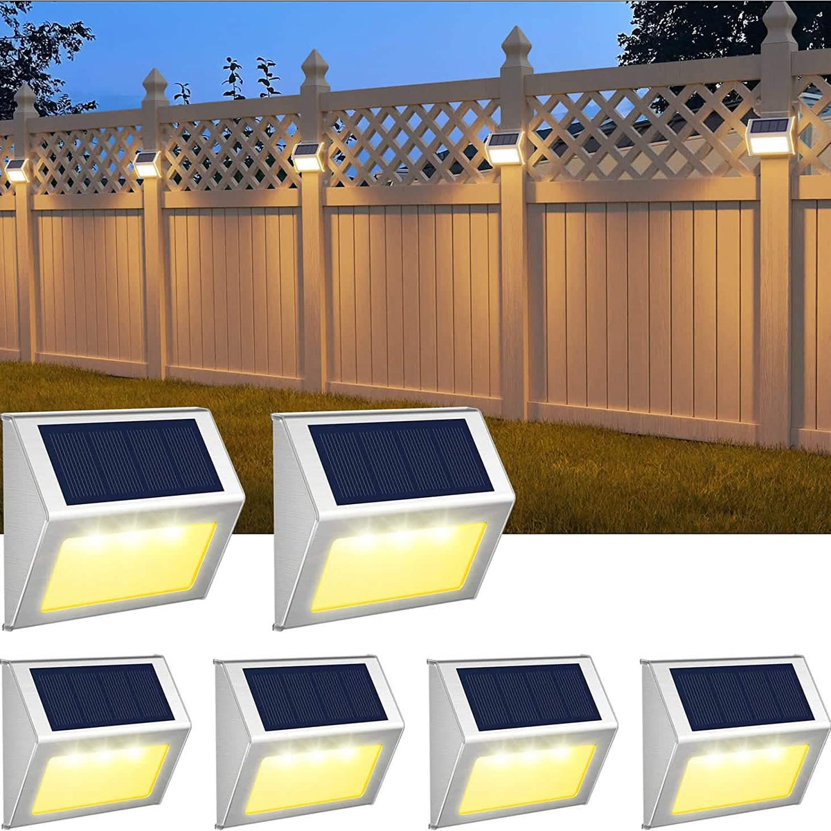 Solar Waterproof Outdoor Lights Warm White 6 Pack Solar Outdoor Lights - Tophatter Daily Deals