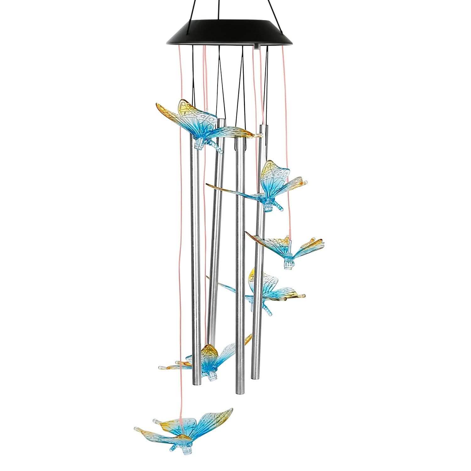 Solar Wind Chime Lights Butterfly Garden & Patio - Tophatter Daily Deals
