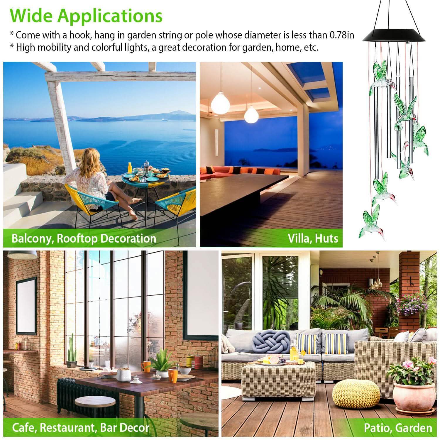 Solar Wind Chime Lights Garden & Patio - Tophatter Daily Deals