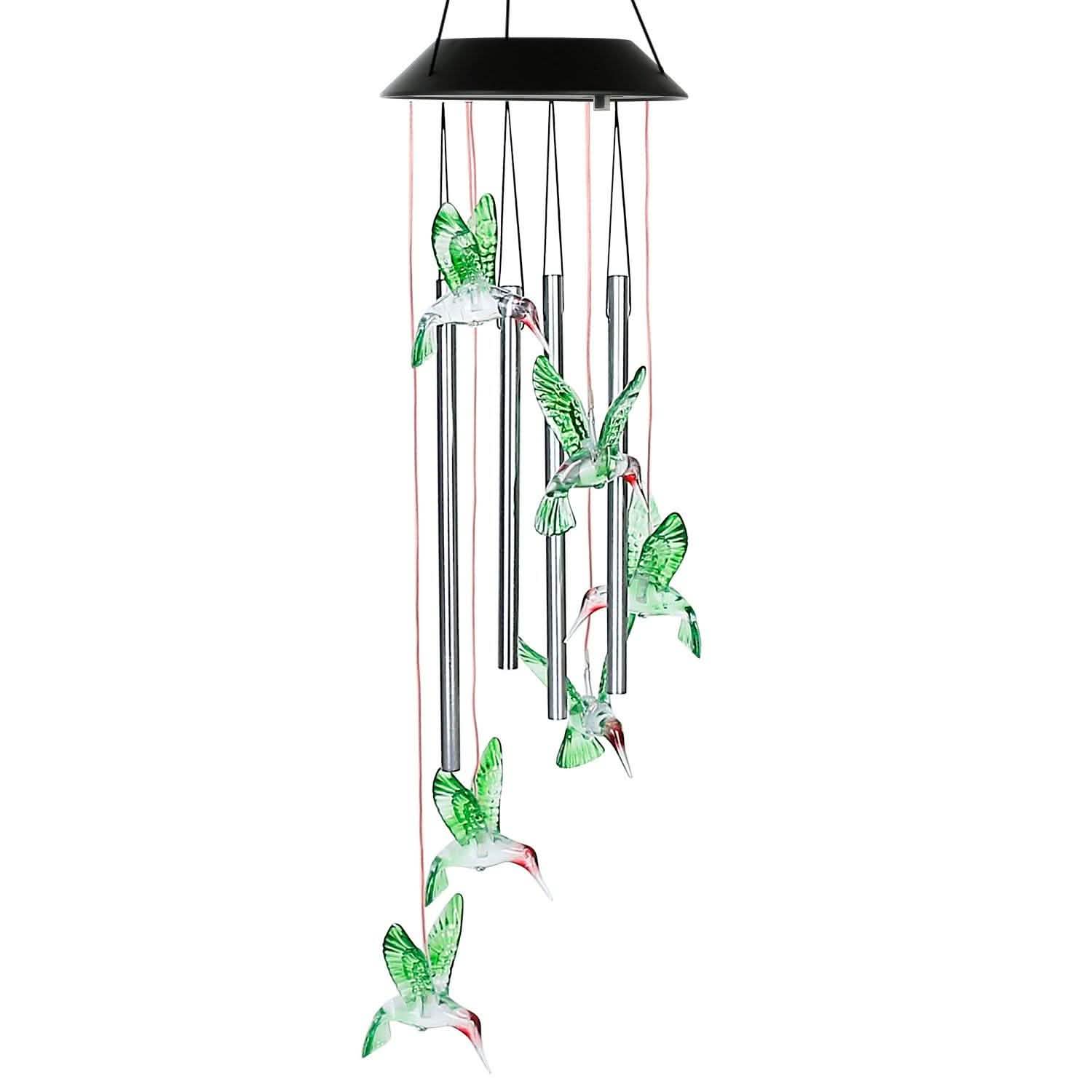 Solar Wind Chime Lights Green Hummingbird Garden & Patio - Tophatter Daily Deals
